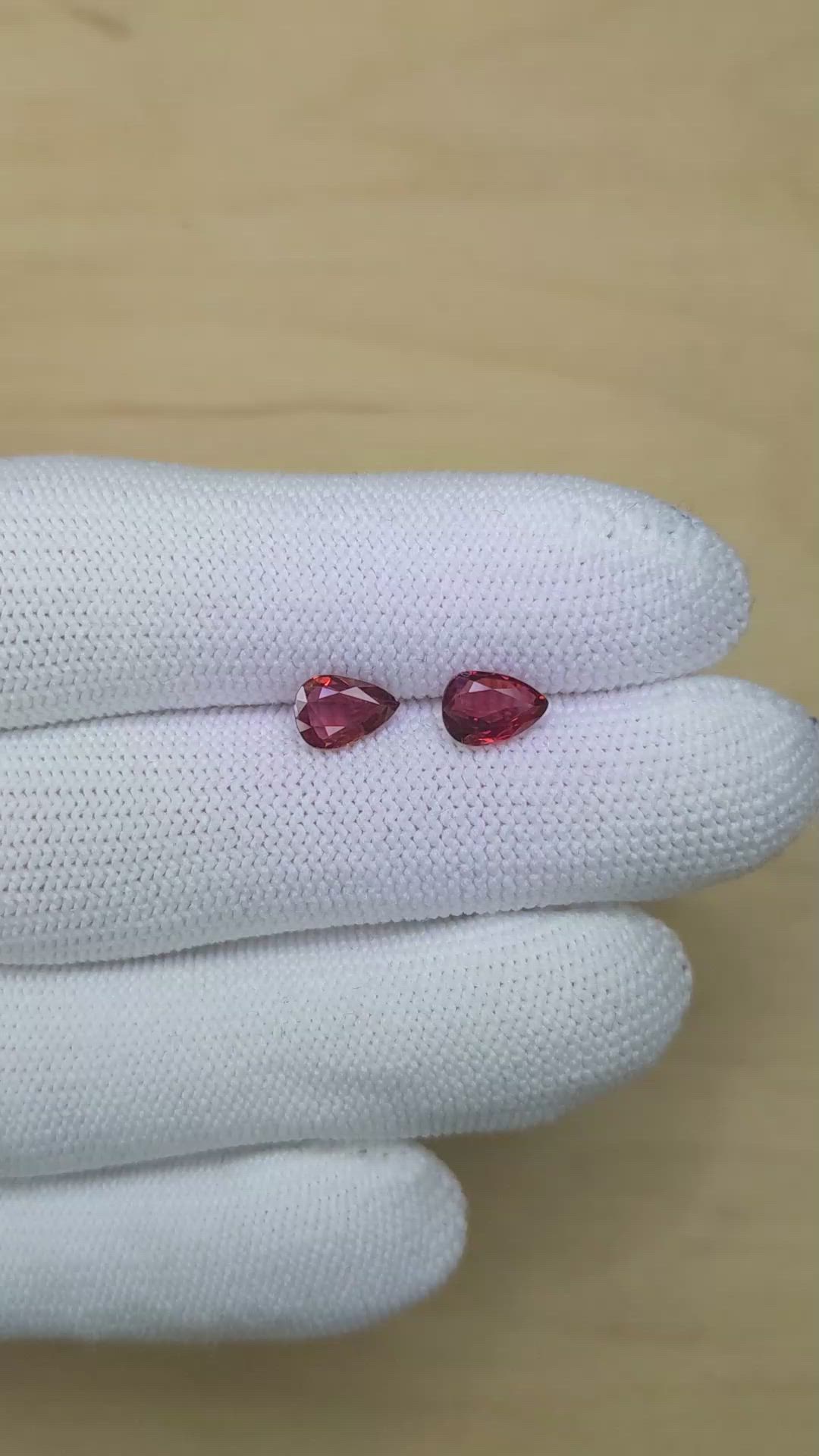 1.97&nbsp;Ct.Tw.Total Carat Weight Ruby Pair from Thailand Size Video