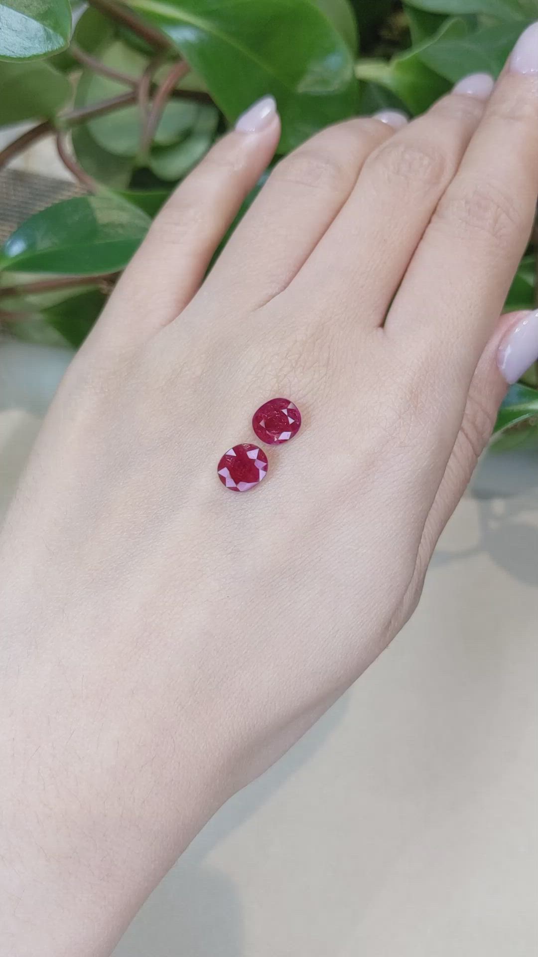 4.06&nbsp;Ct.Tw.Total Carat Weight Pinkish Red Ruby Pair from Mozambique Size Video