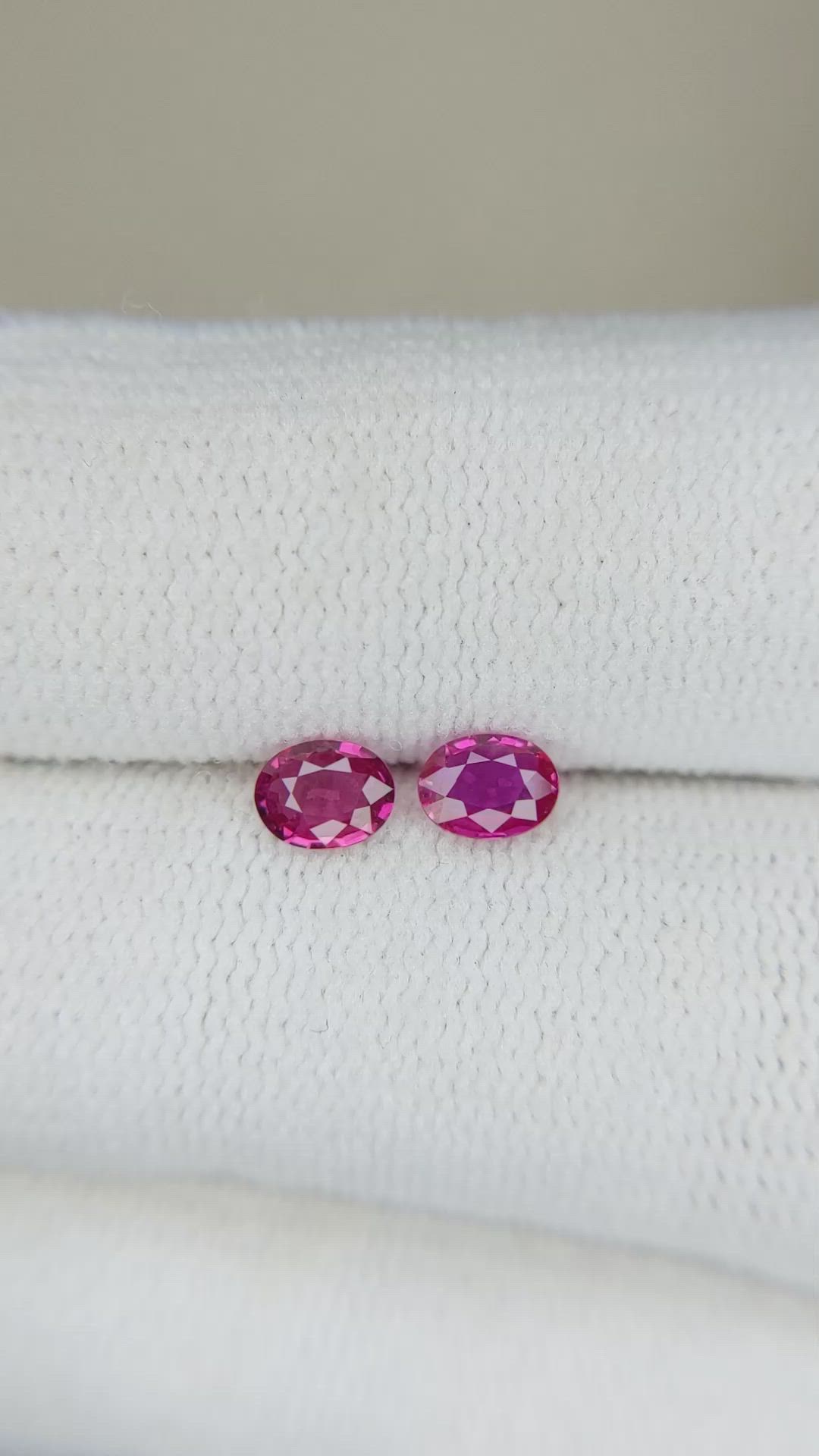 0.55 Ct.Tw.Total Carat Weight Purplish Red Ruby Pair from Mozambique Size Video