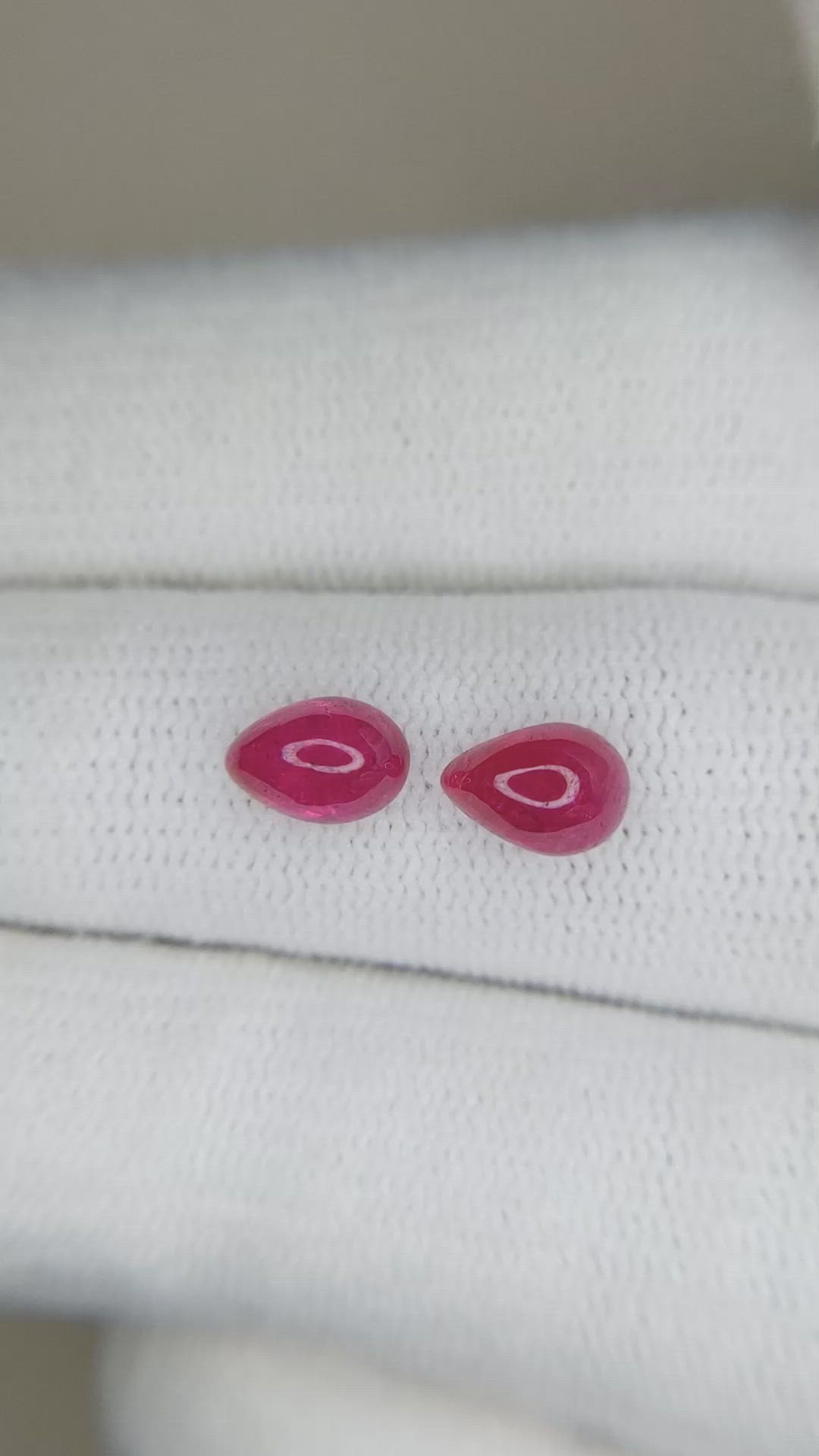 2.22&nbsp;Ct.Tw.Total Carat Weight Cabochon Ruby Pair from Mozambique Size Video