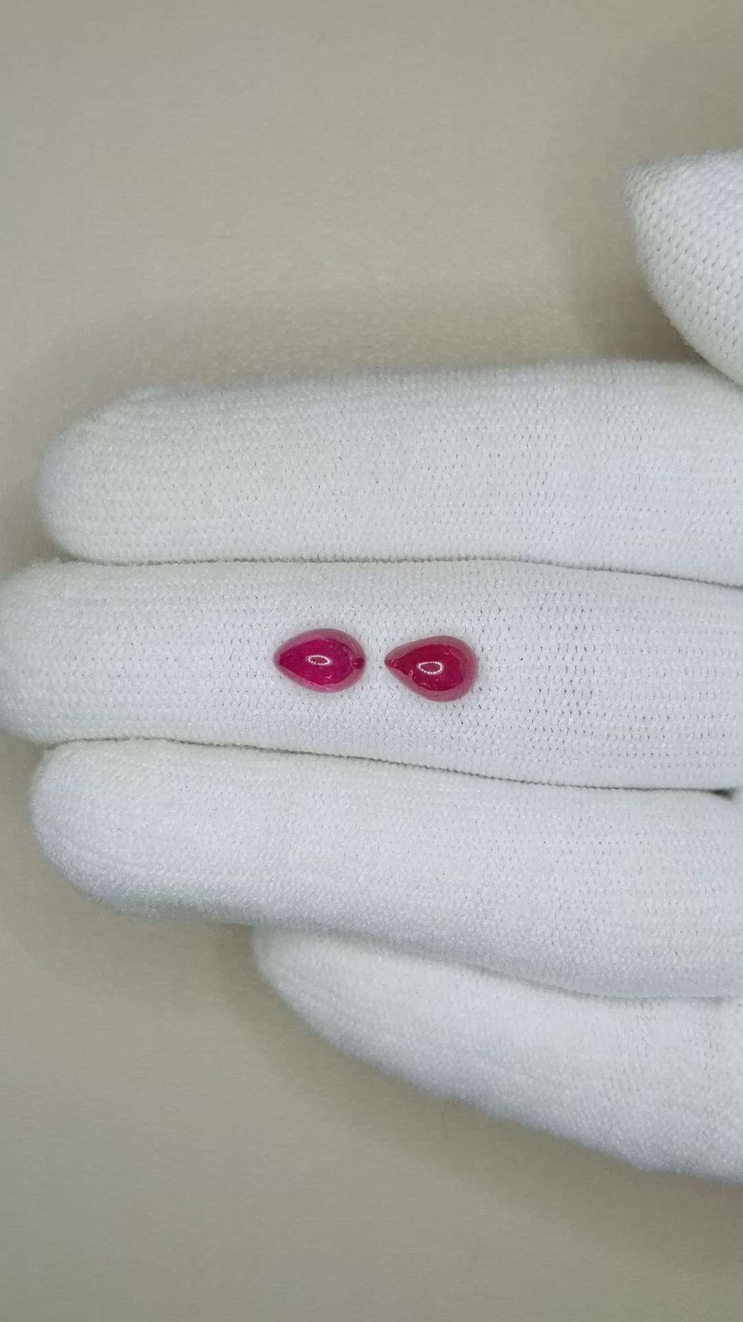 2.22&nbsp;Ct.Tw.Total Carat Weight Cabochon Ruby Pair from Mozambique Size Video