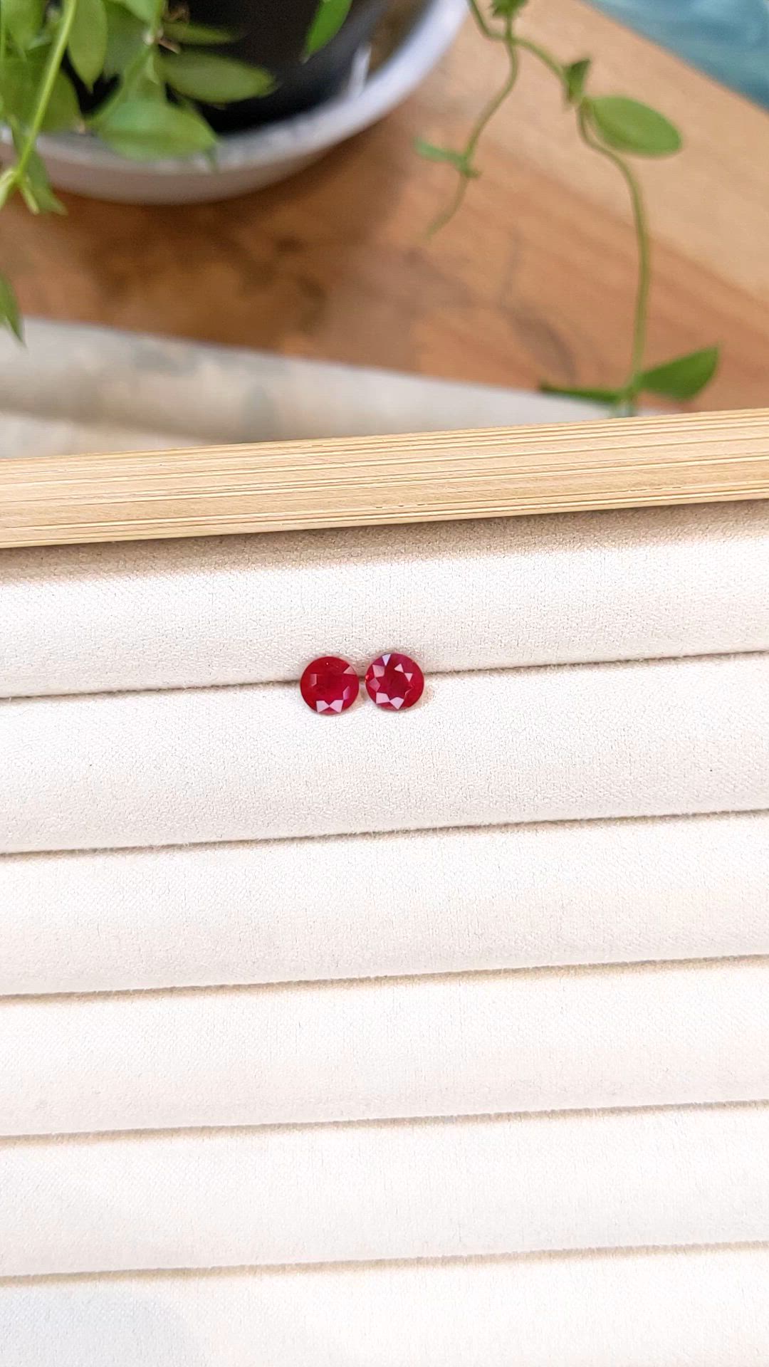 1.78&nbsp;Ct.Tw.Total Carat Weight Ruby Pair from Mozambique Size Video