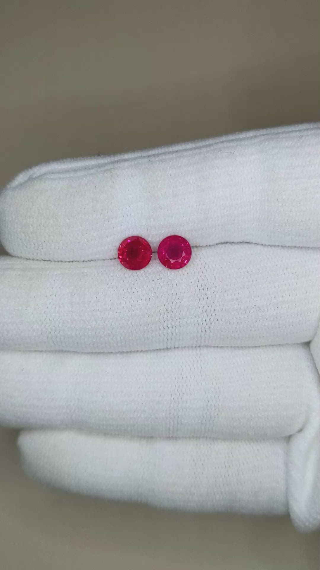 1.86&nbsp;Ct.Tw.Total Carat Weight Pinkish Red Ruby Pair from Mozambique Size Video