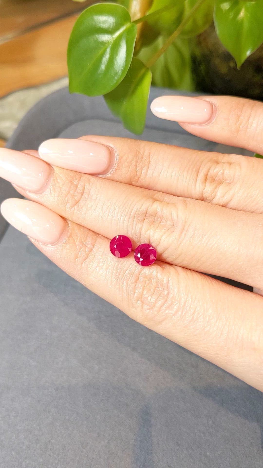 2.49&nbsp;Ct.Tw.Total Carat Weight Purplish Red Ruby Pair from Mozambique Size Video