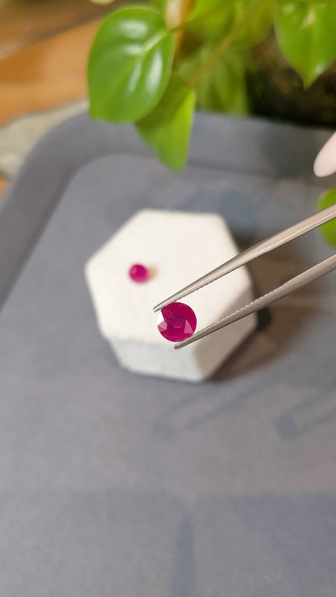 2.49&nbsp;Ct.Tw.Total Carat Weight Purplish Red Ruby Pair from Mozambique Size Video