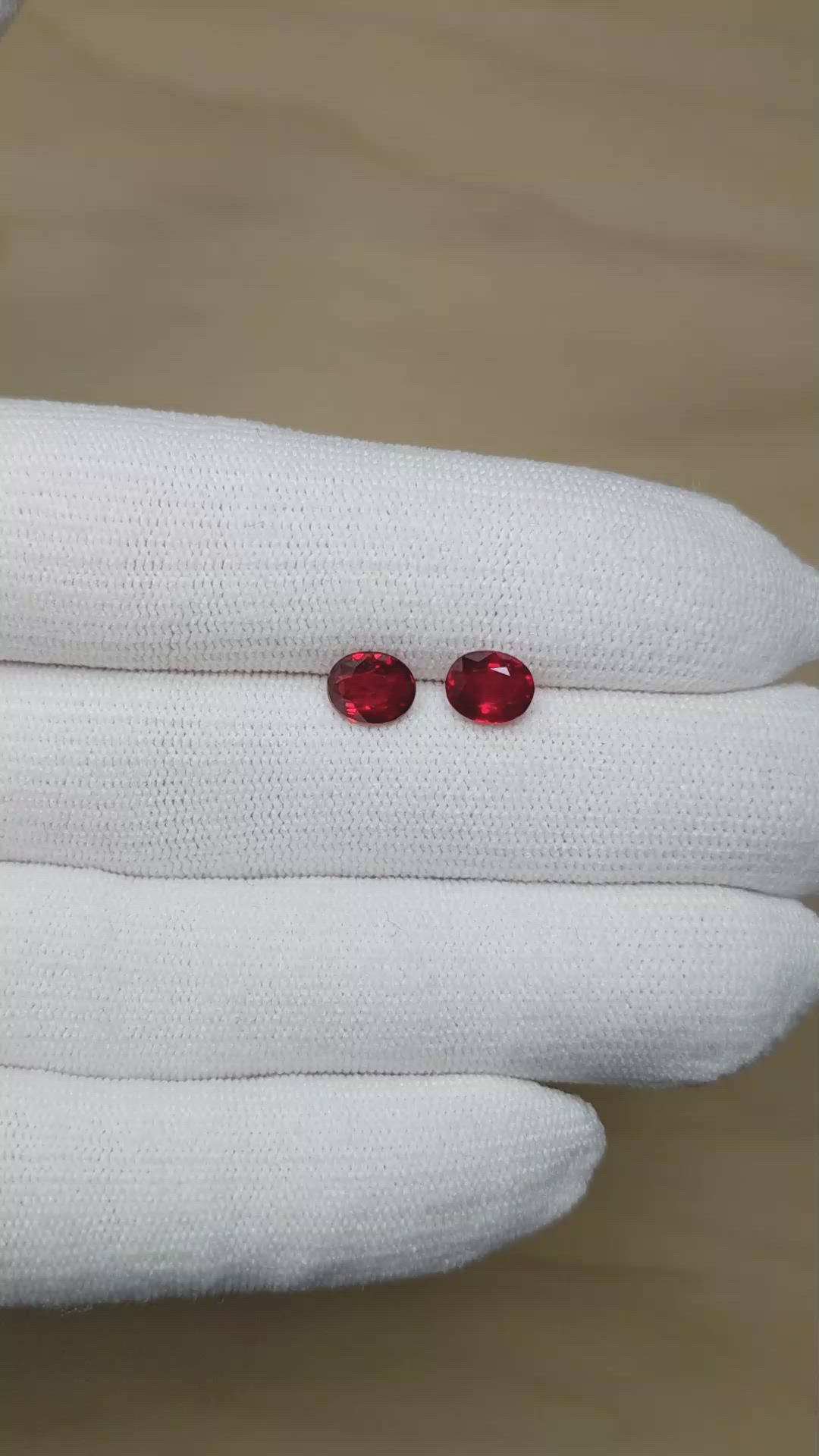 2.58&nbsp;Ct.Tw.Total Carat Weight Ruby Pair from Mozambique Size Video