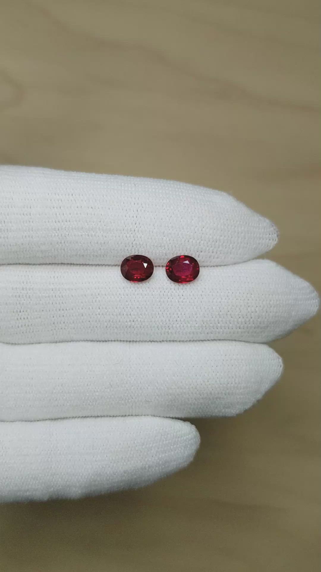 2.44&nbsp;Ct.Tw.Total Carat Weight Ruby Pair from Mozambique Size Video