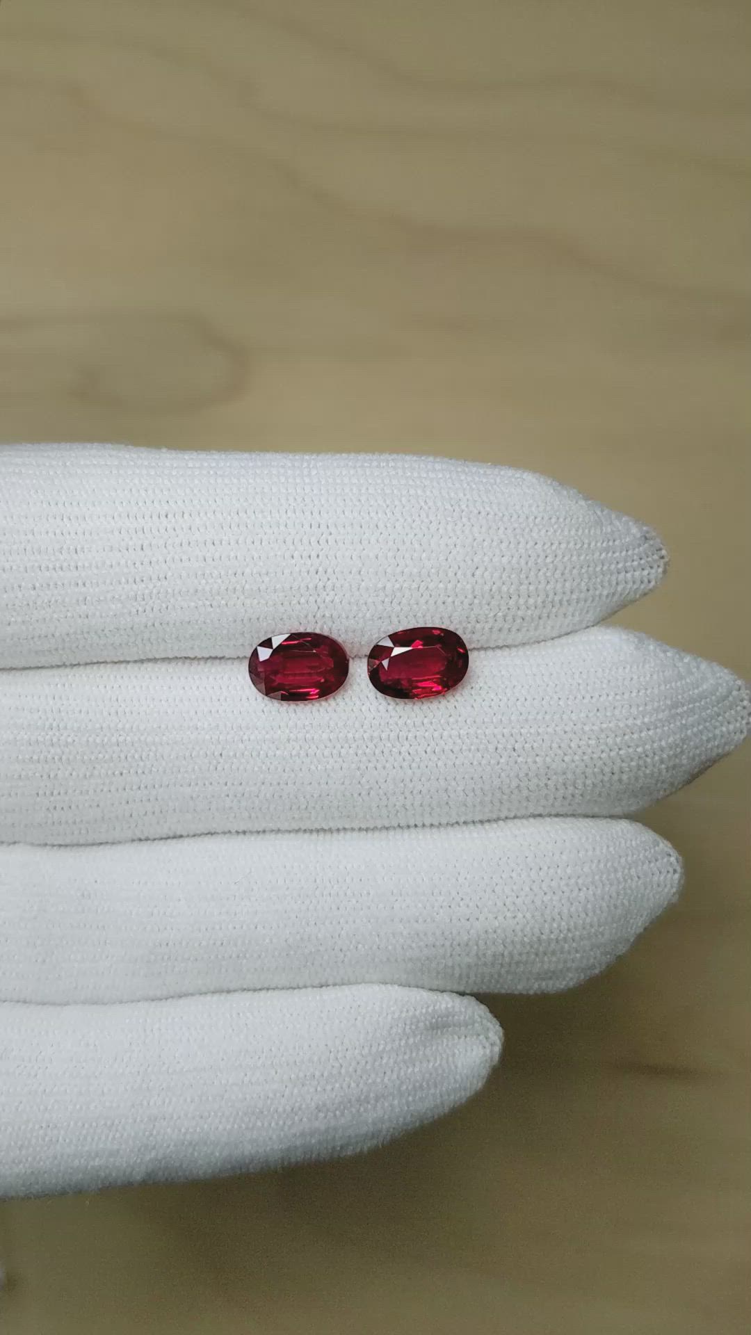 4.38&nbsp;Ct.Tw.Total Carat Weight Ruby Pair from Mozambique Size Video