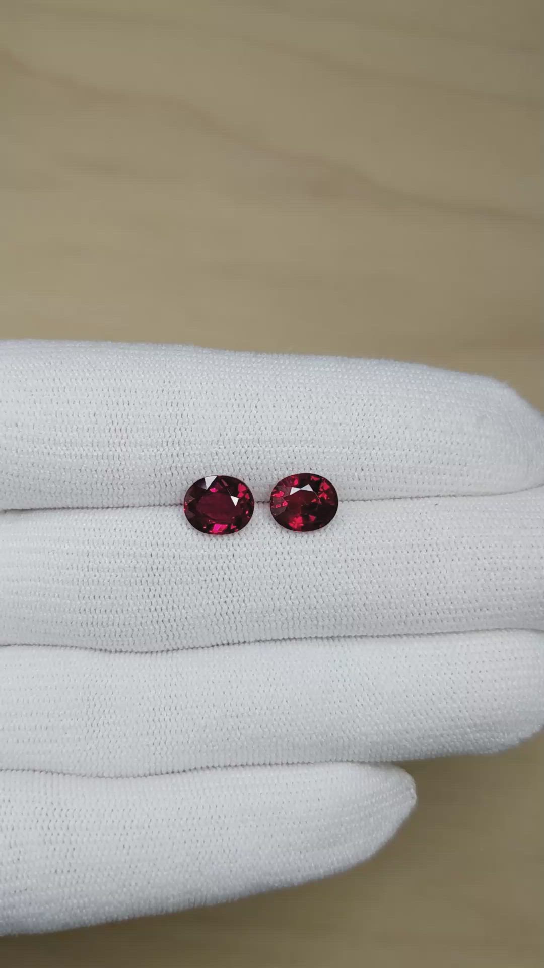 4.29 Ct.Tw.Total Carat Weight Ruby Pair from Mozambique Size Video