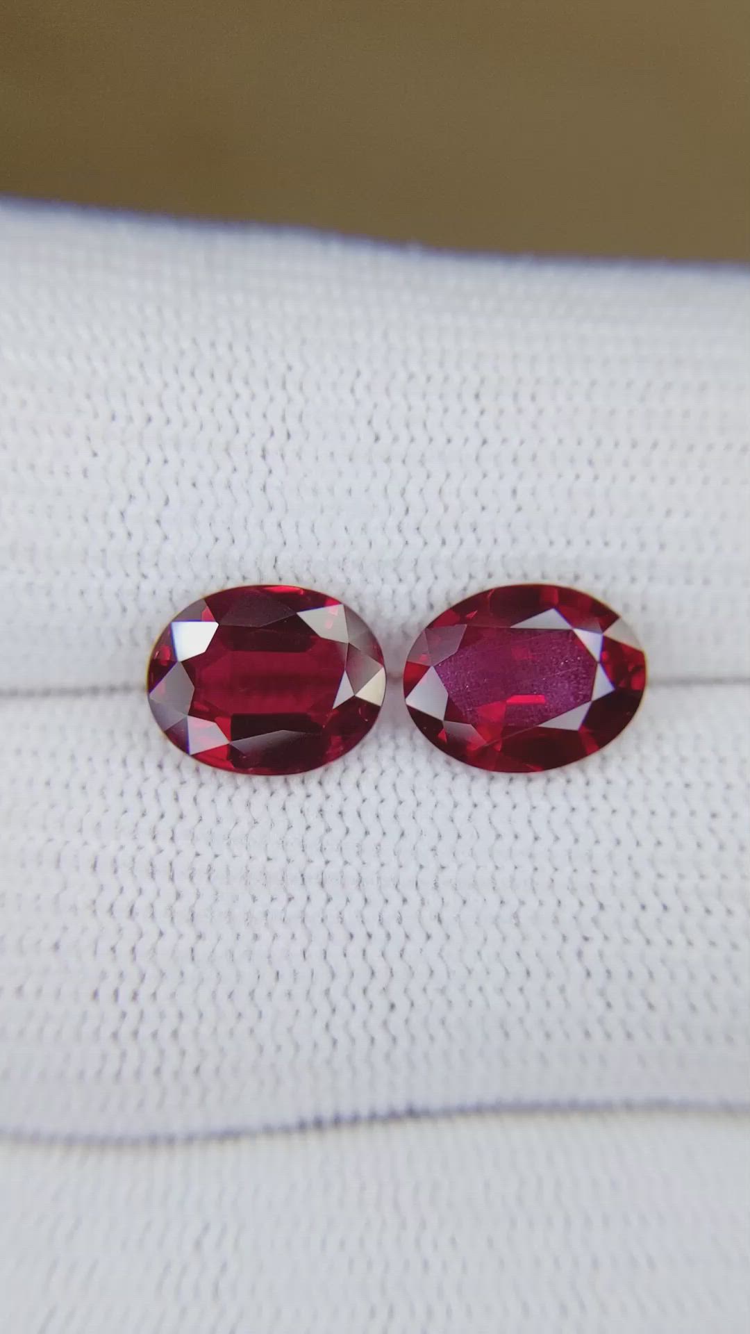 4.76 Ct.Tw.Total Carat Weight Ruby Pair from Mozambique Size Video