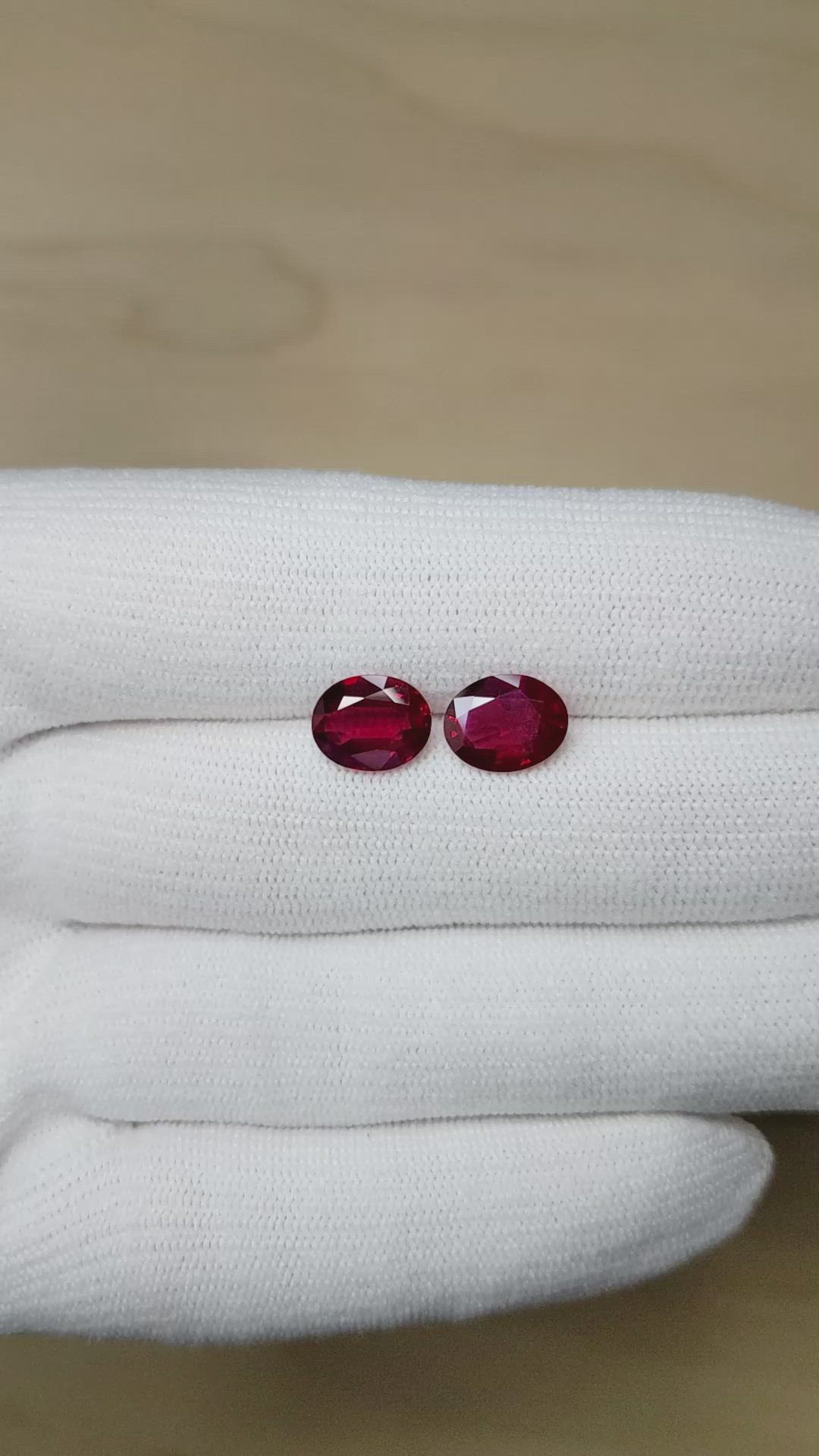 4.76 Ct.Tw.Total Carat Weight Ruby Pair from Mozambique Size Video