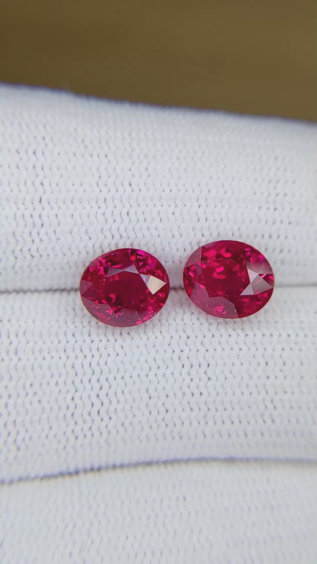 5.94 Ct.Tw.Total Carat Weight Pinkish Red Ruby Pair from Burma (Myanmar) Size Video