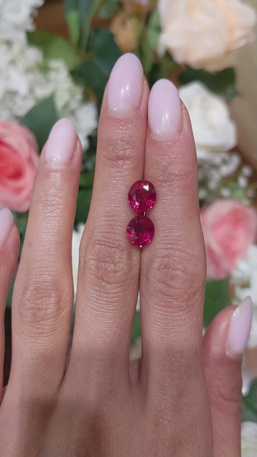 5.94 Ct.Tw.Total Carat Weight Pinkish Red Ruby Pair from Burma (Myanmar) Size Video