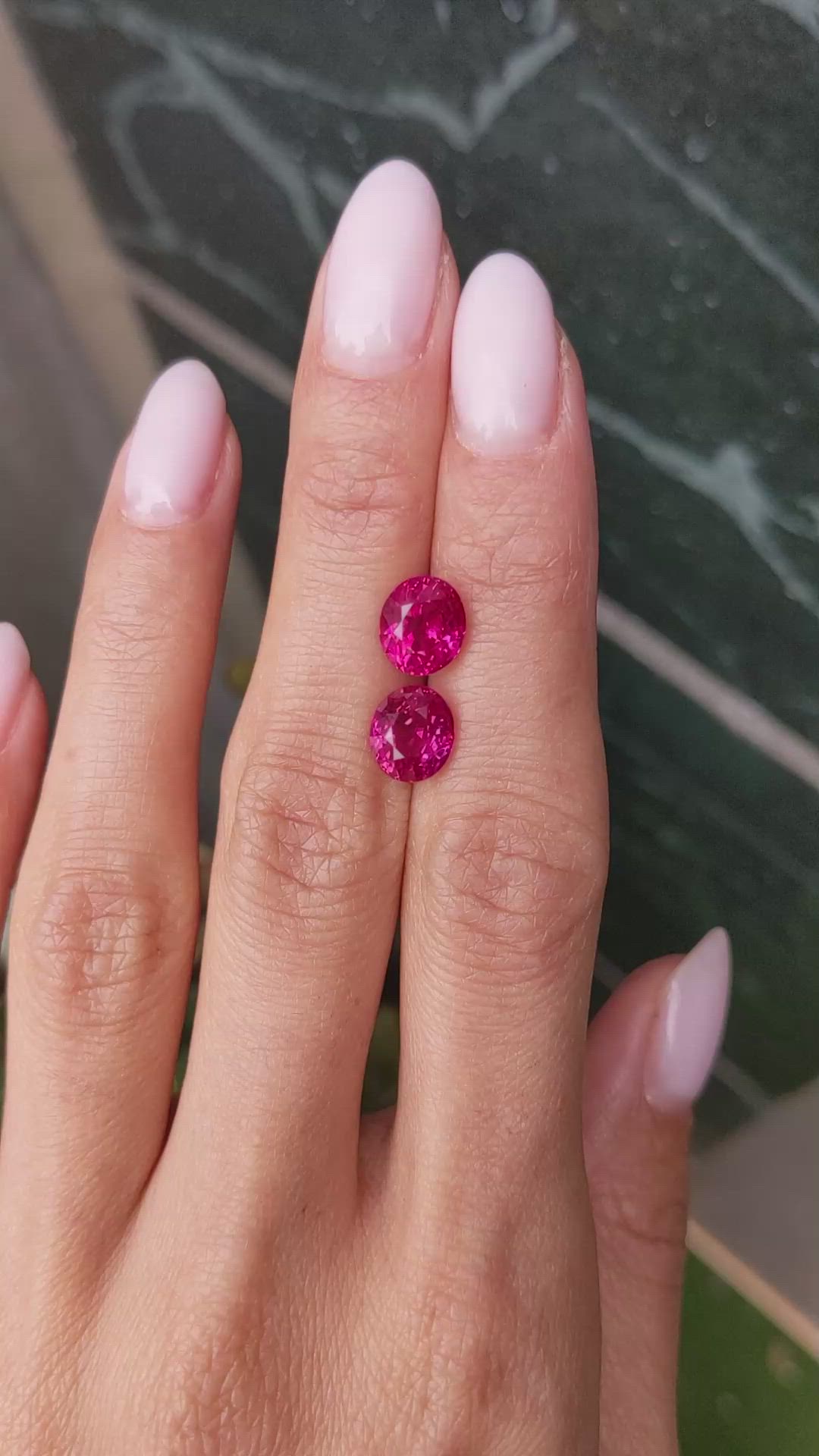 5.94 Ct.Tw.Total Carat Weight Pinkish Red Ruby Pair from Burma (Myanmar) Size Video