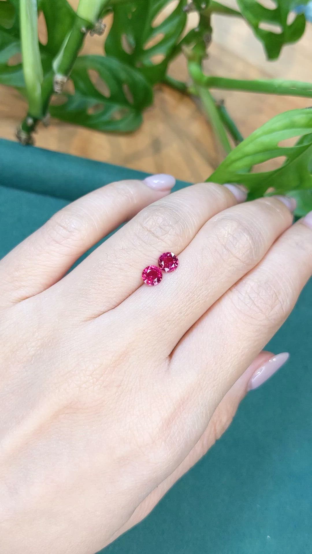 1.12 Ct.Tw.Total Carat Weight Pinkish Red Ruby Pair from Mozambique Size Video