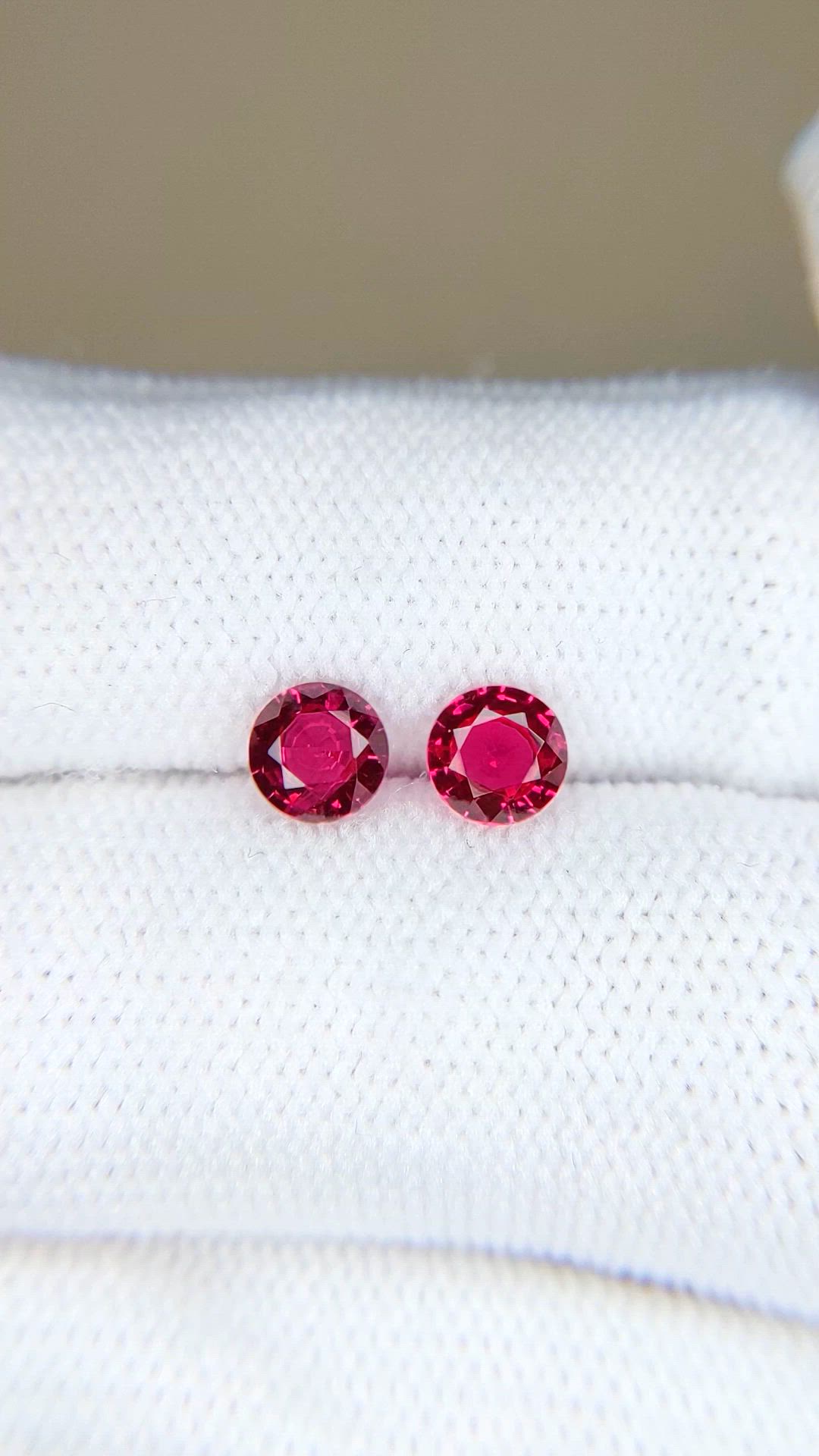 1.12 Ct.Tw.Total Carat Weight Pinkish Red Ruby Pair from Mozambique Size Video