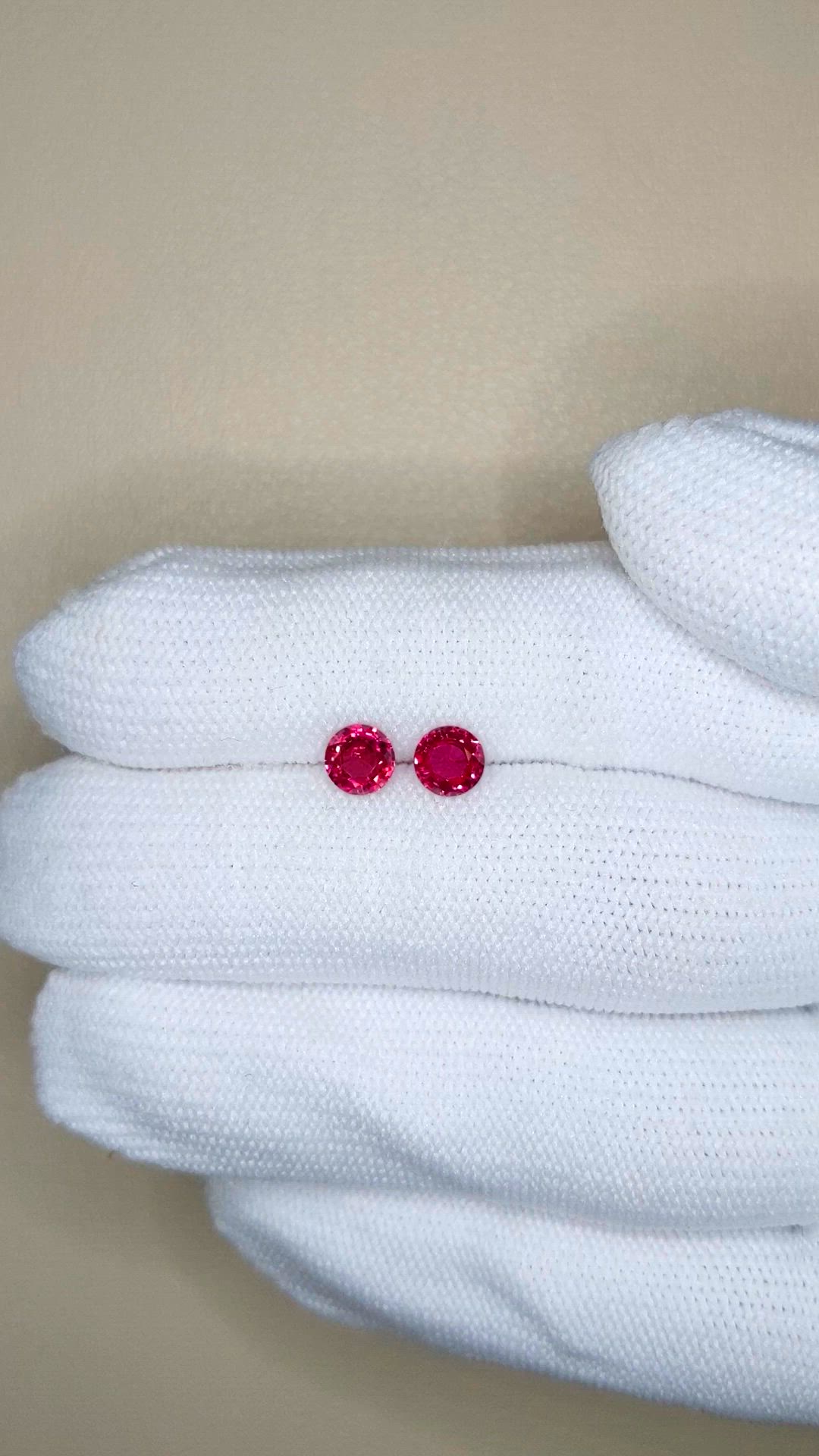 1.12 Ct.Tw.Total Carat Weight Pinkish Red Ruby Pair from Mozambique Size Video