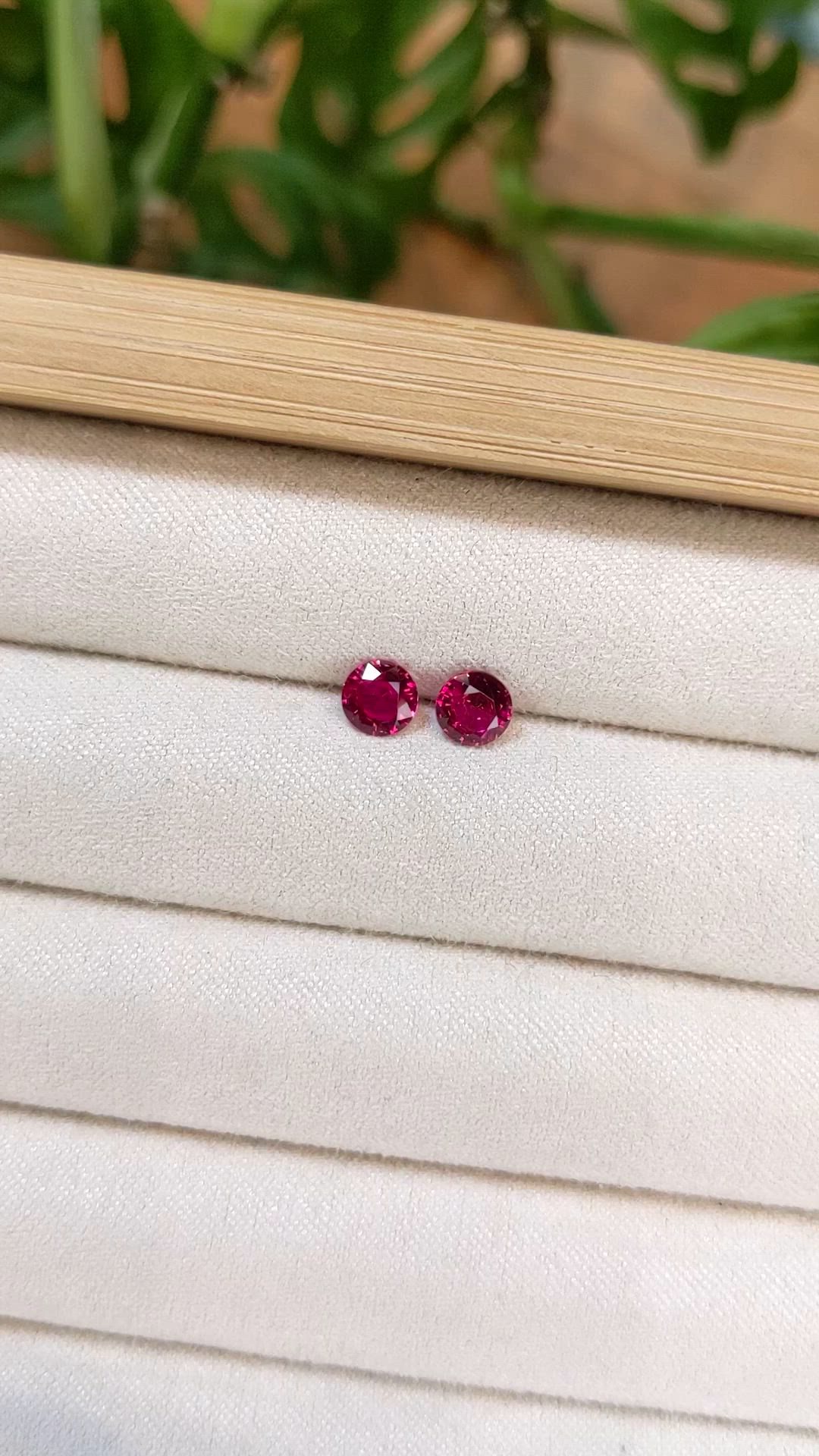 1.12 Ct.Tw.Total Carat Weight Pinkish Red Ruby Pair from Mozambique Size Video