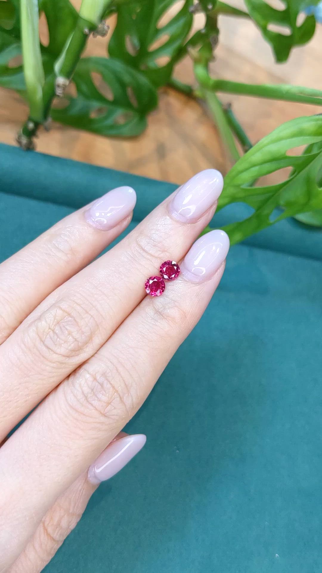 1.12 Ct.Tw.Total Carat Weight Pinkish Red Ruby Pair from Mozambique Size Video