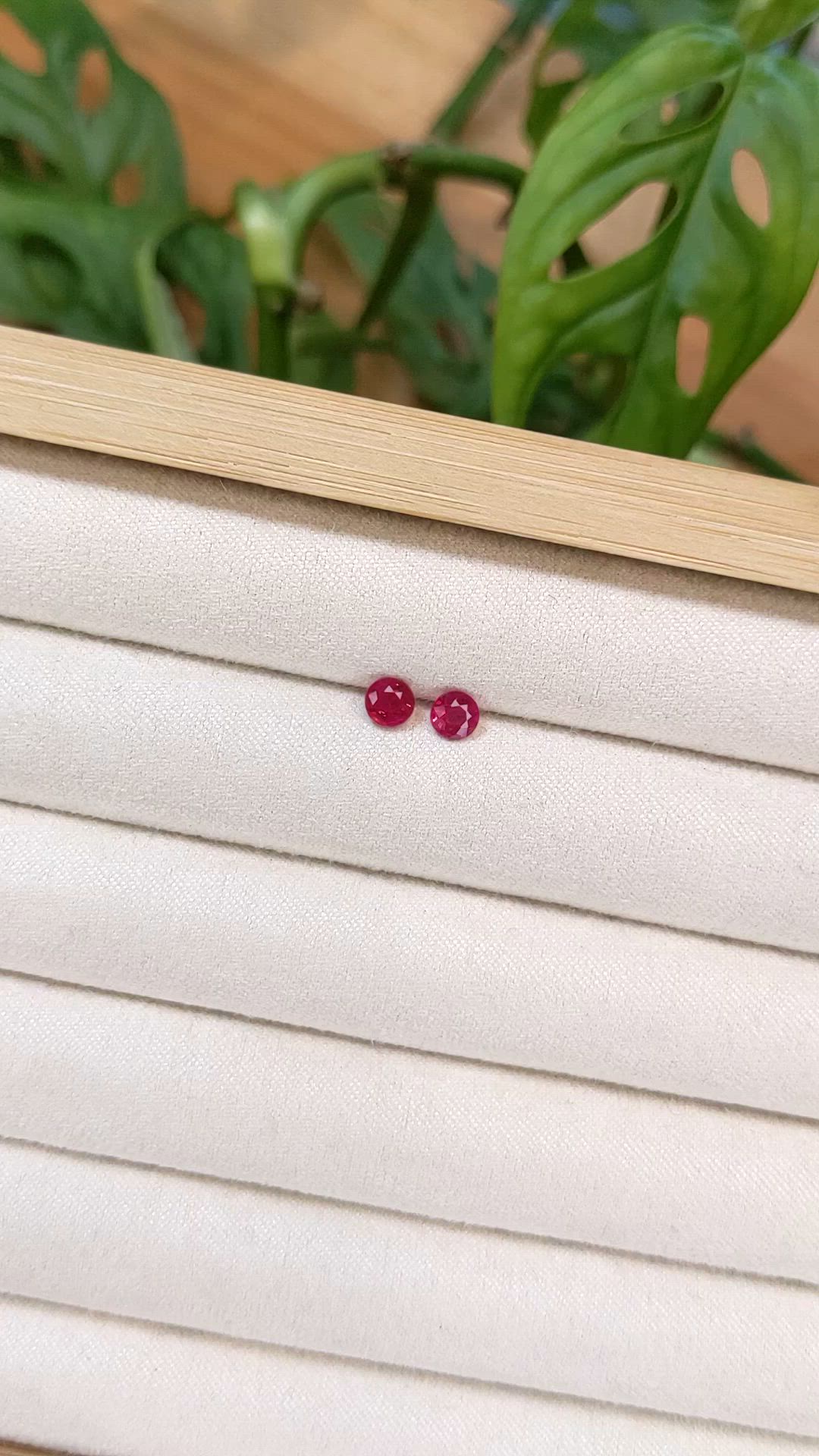 0.82 Ct.Tw.Total Carat Weight Ruby Pair from Mozambique Size Video