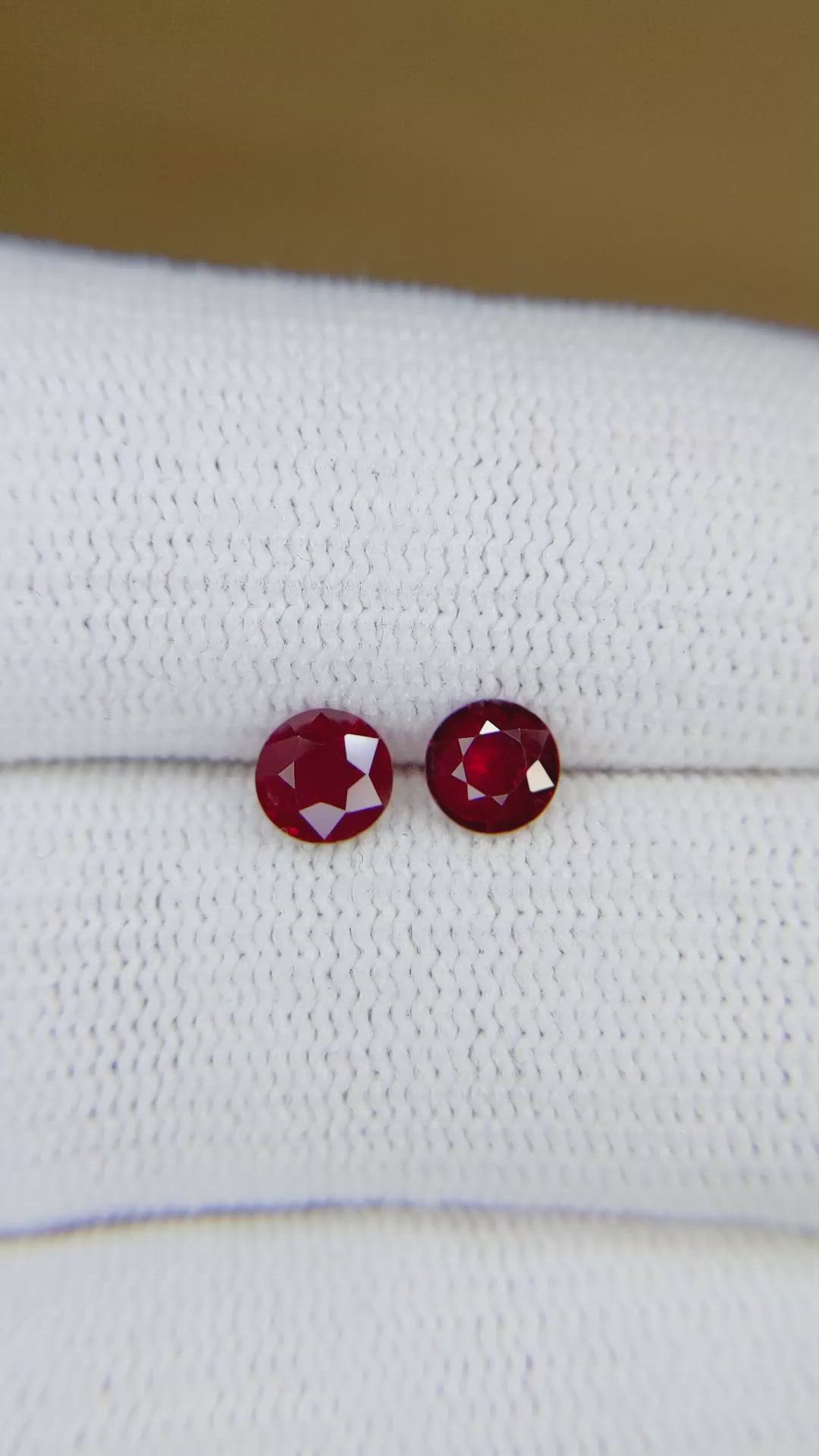 1.12 Ct.Tw.Total Carat Weight Ruby Pair from Tanzania Size Video