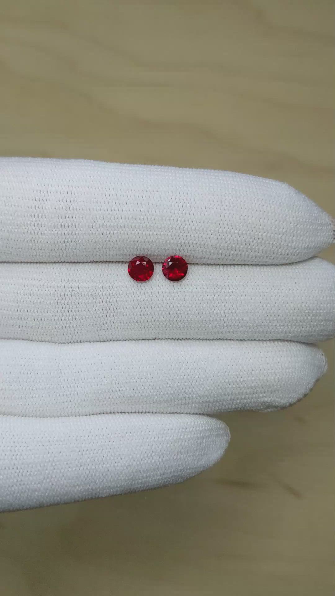 1.12 Ct.Tw.Total Carat Weight Ruby Pair from Tanzania Size Video