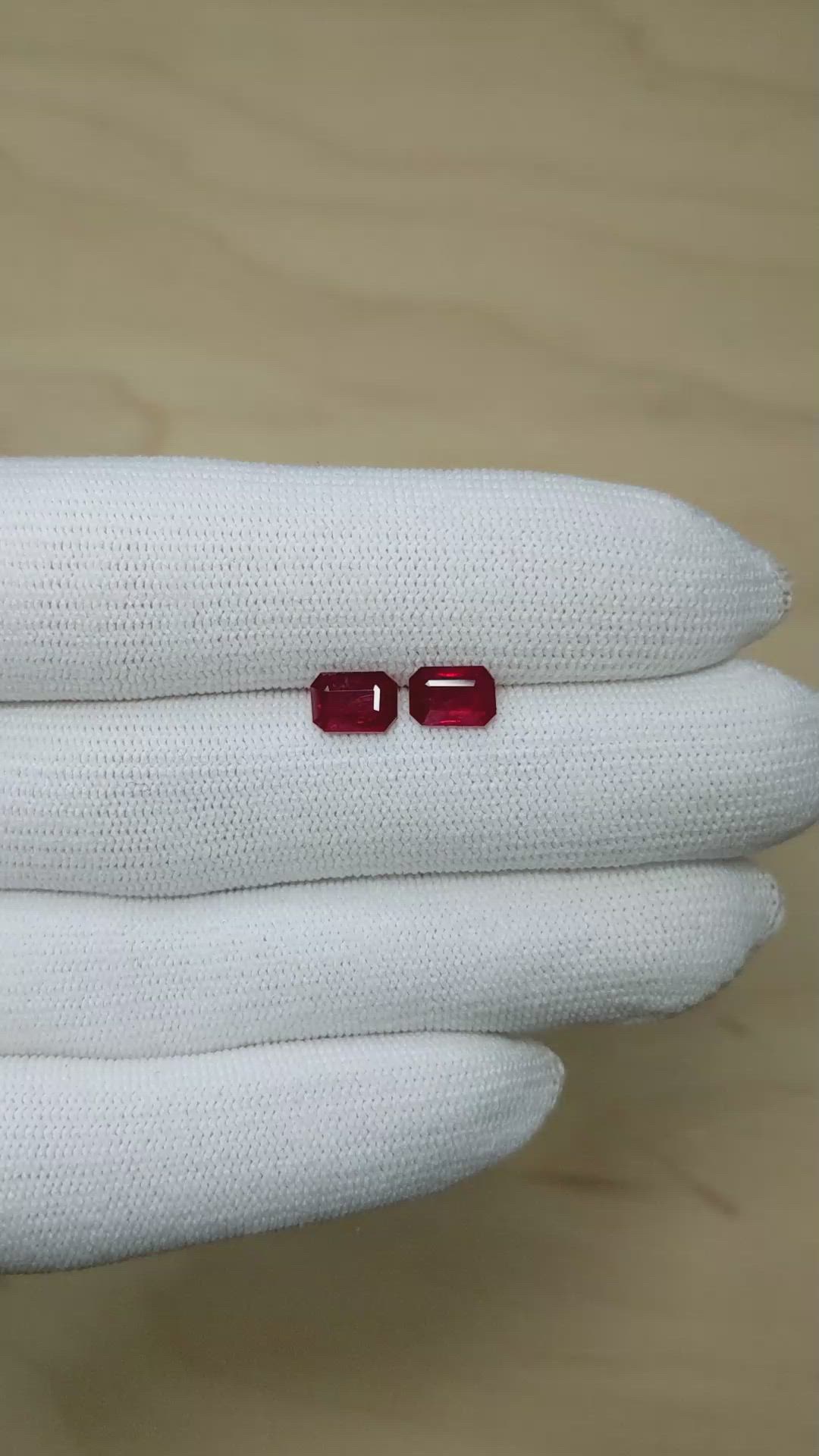 2.12&nbsp;Ct.Tw.Total Carat Weight Ruby Pair from Mozambique Size Video
