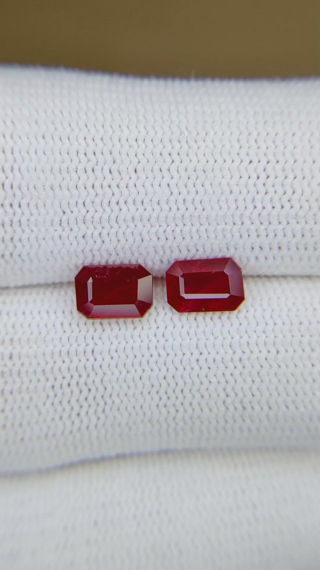 2.12&nbsp;Ct.Tw.Total Carat Weight Ruby Pair from Mozambique Size Video
