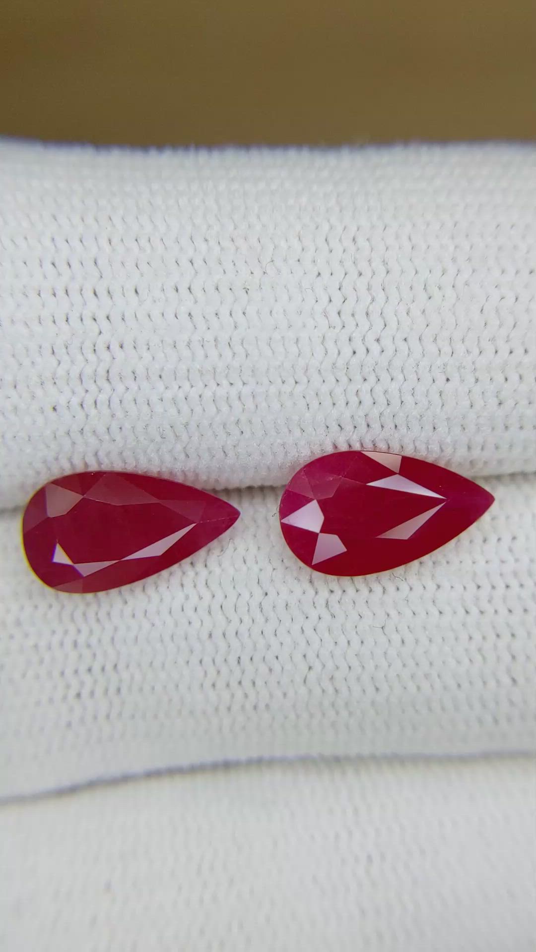 4.33&nbsp;Ct.Tw.Total Carat Weight Ruby Pair from Burma (Myanmar) Size Video