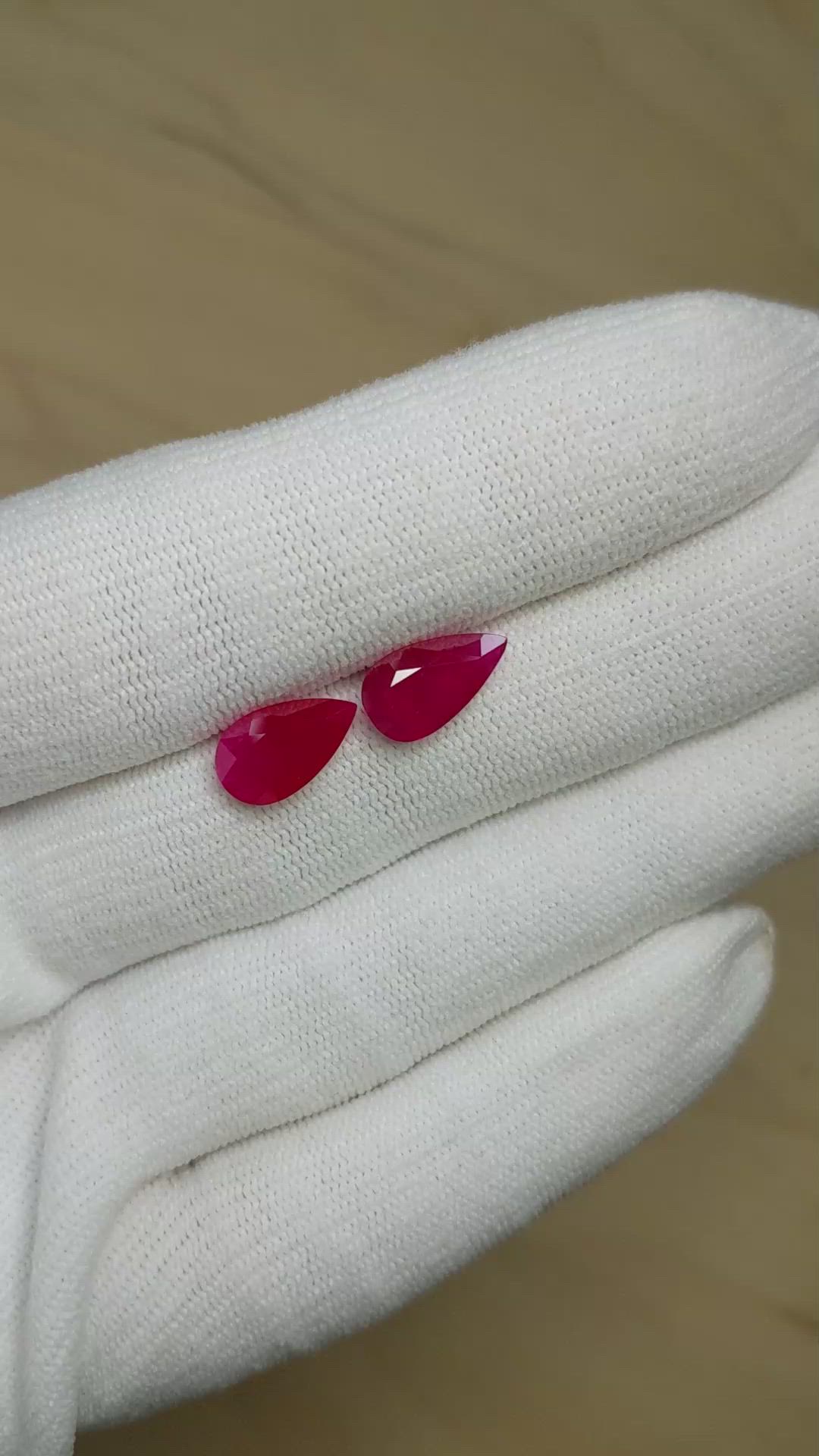 4.33&nbsp;Ct.Tw.Total Carat Weight Ruby Pair from Burma (Myanmar) Size Video