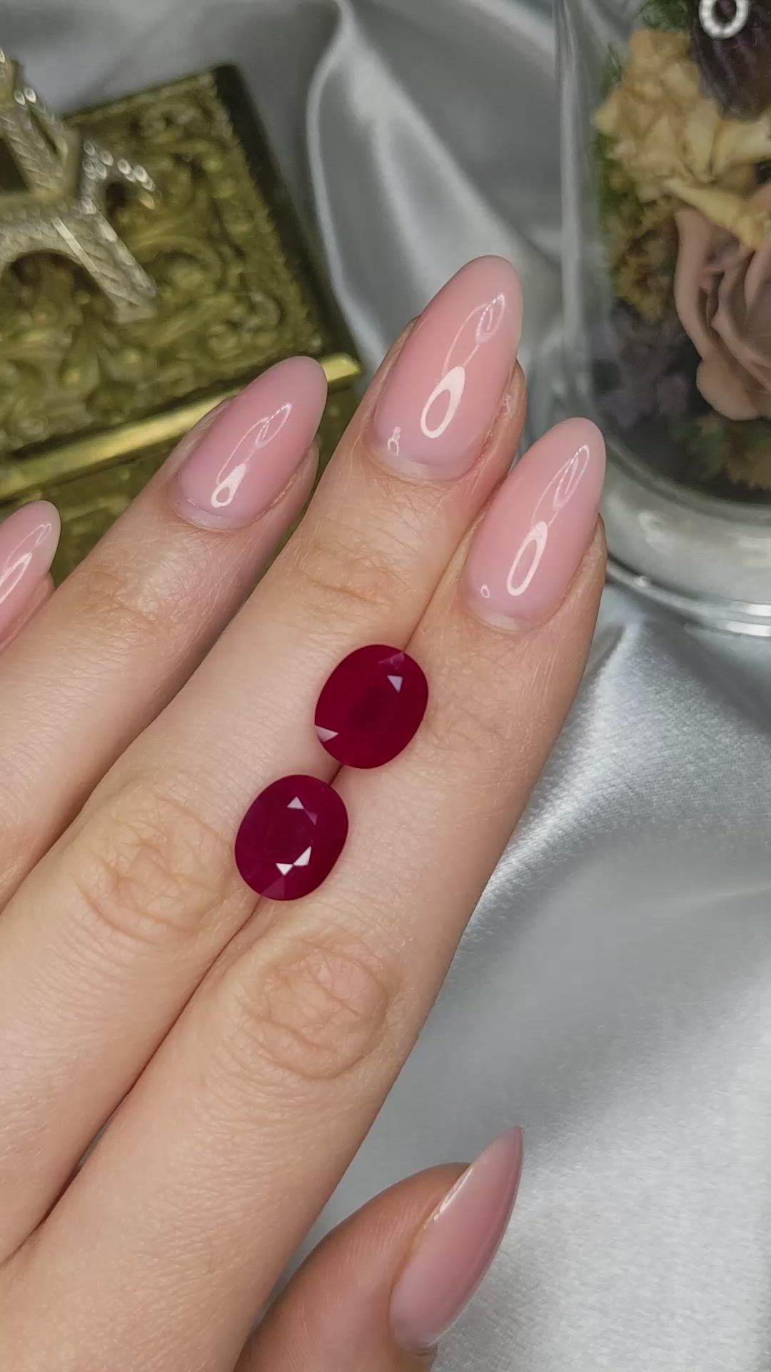 13.08&nbsp;Ct.Tw.Total Carat Weight Ruby Pair from Burma (Myanmar) Size Video