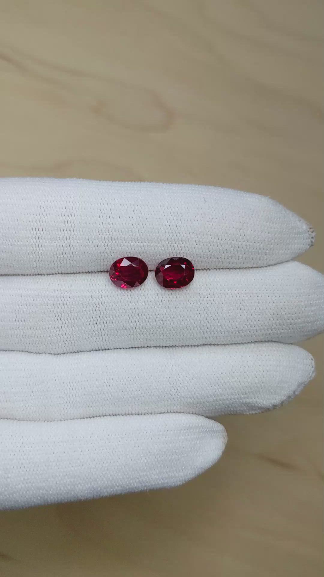 4.06 Ct.Tw.Total Carat Weight Ruby Pair from Mozambique Size Video