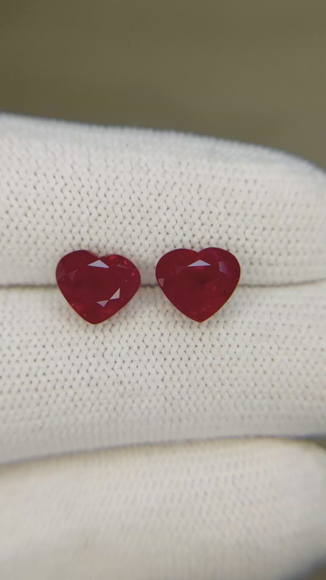4.17&nbsp;Ct.Tw.Total Carat Weight Ruby Pair from Burma (Myanmar) Size Video