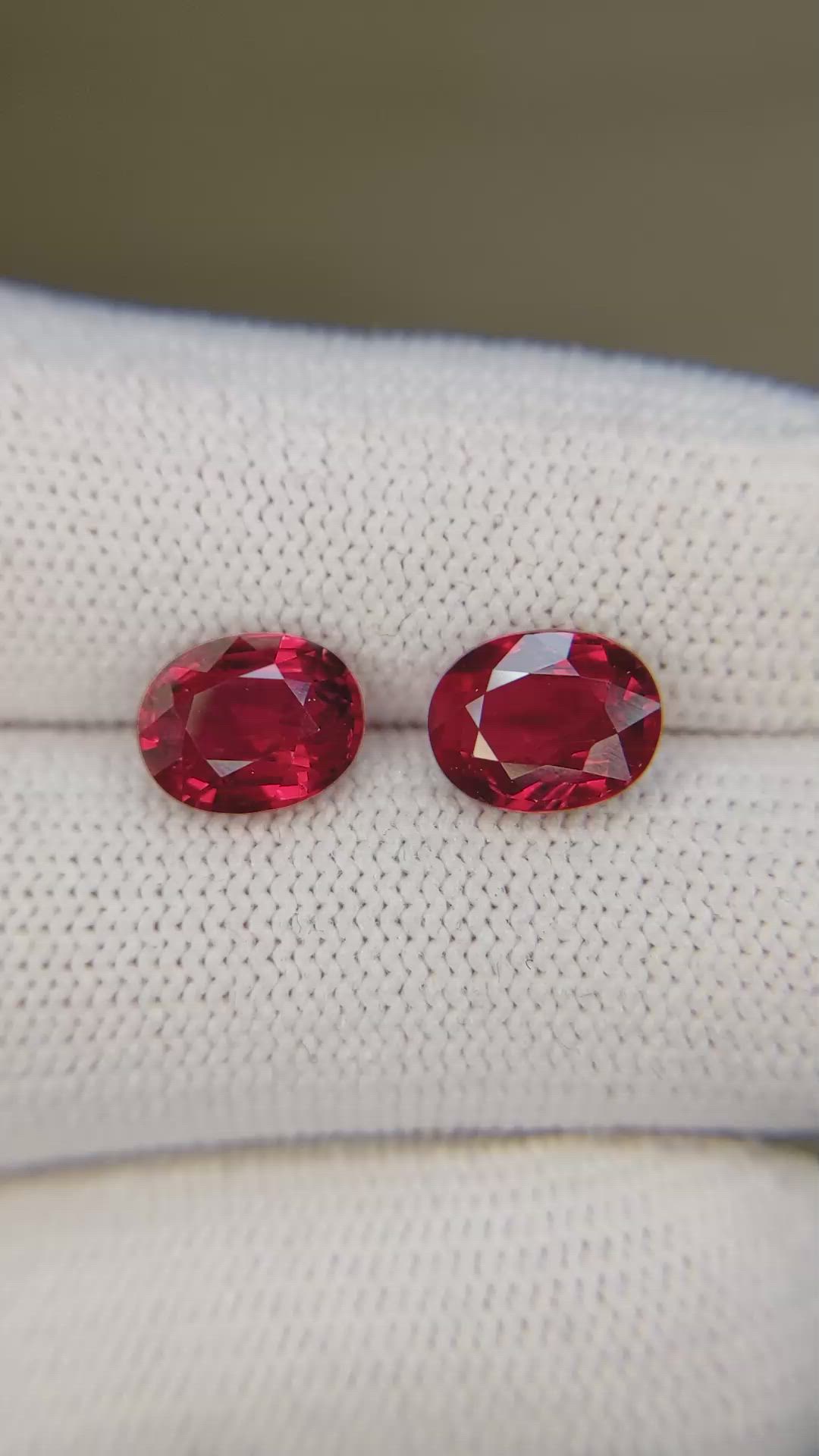 4.48 Ct.Tw.Total Carat Weight Ruby Pair from Mozambique Size Video