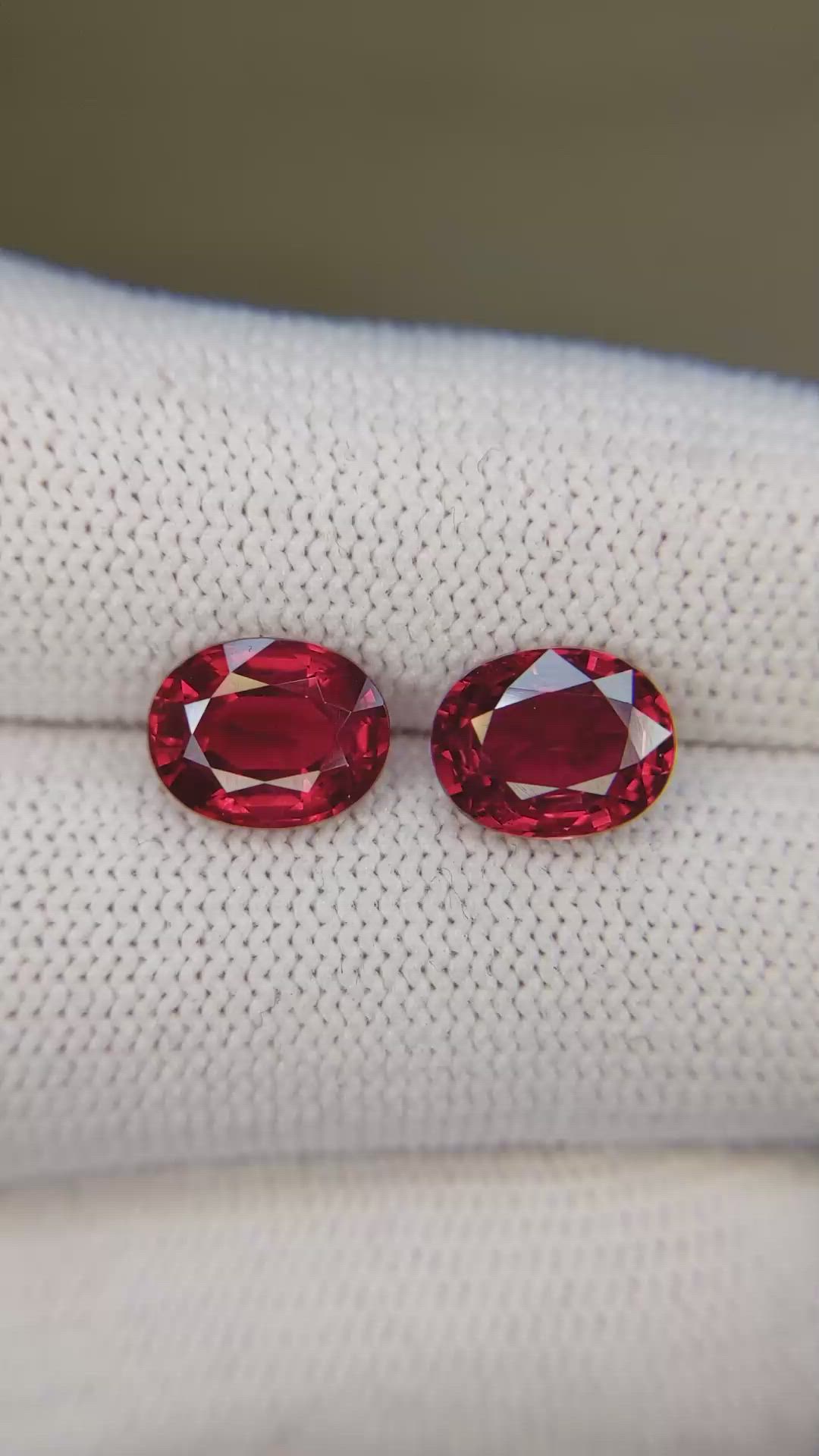 4.63 Ct.Tw.Total Carat Weight Ruby Pair from Mozambique Size Video