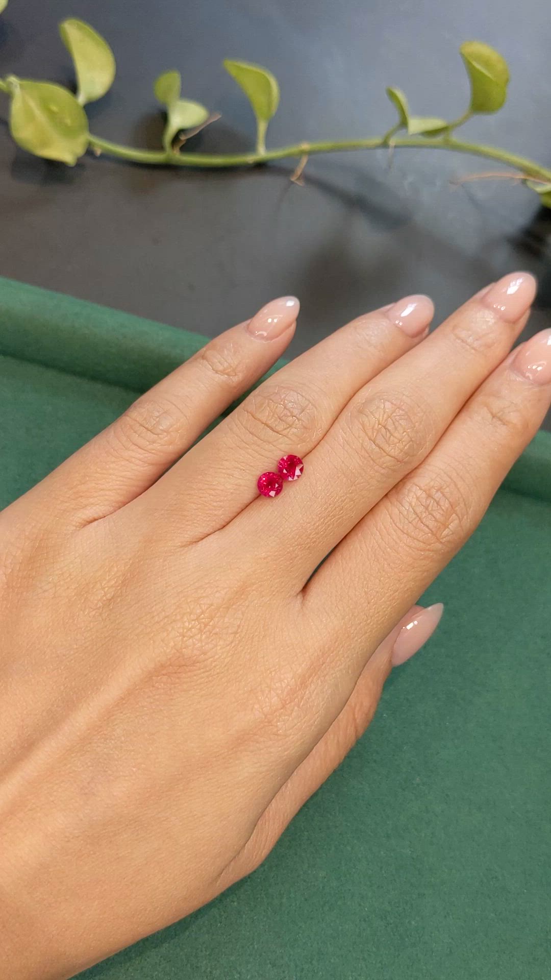 1.02 Ct.Tw.Total Carat Weight Pinkish Red Ruby Pair from Burma (Myanmar) Size Video