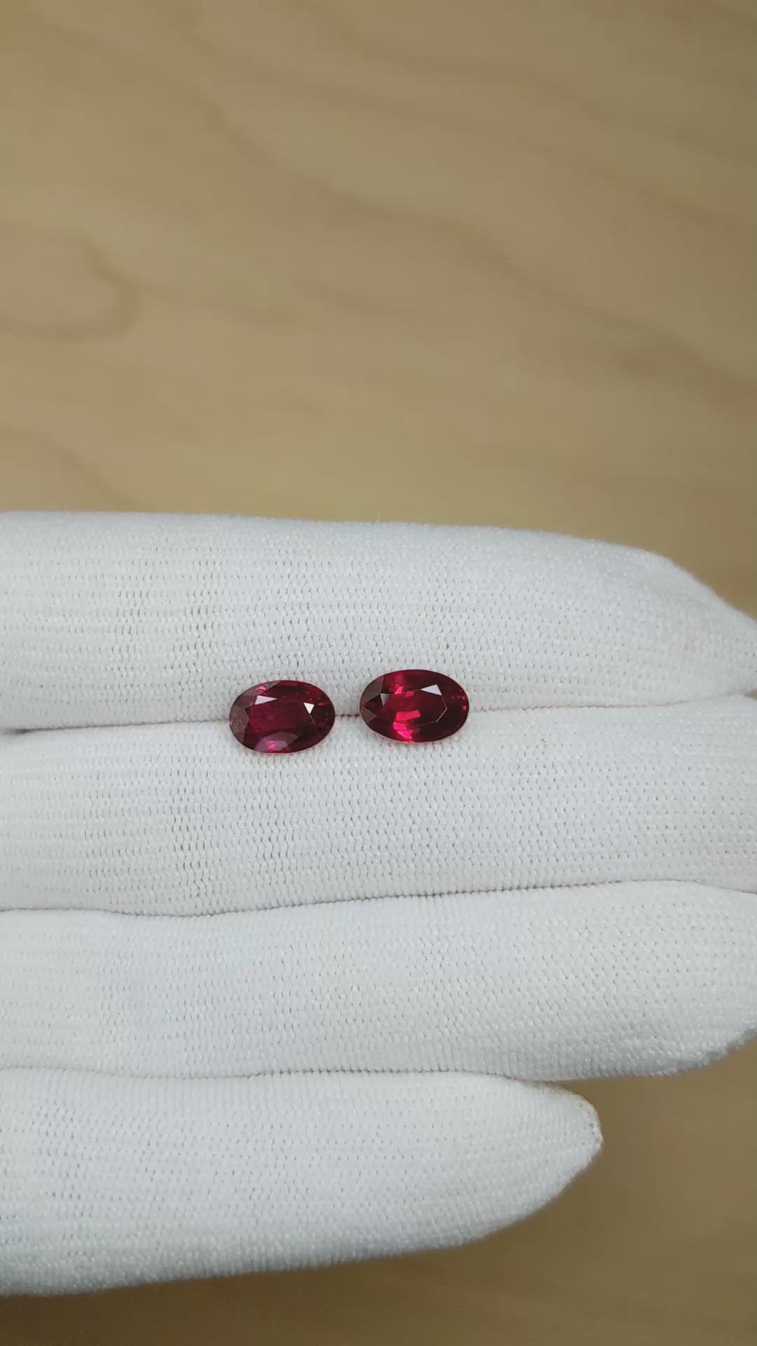 5.05 Ct.Tw.Total Carat Weight Ruby Pair from Mozambique Size Video