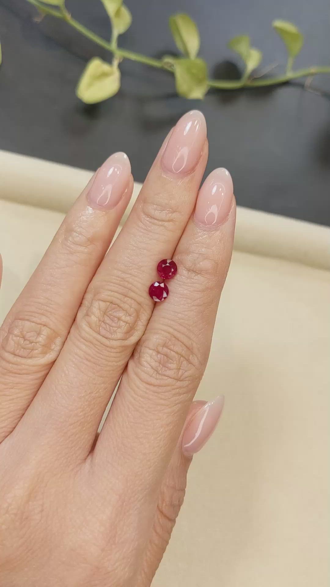 1.39 Ct.Tw.Total Carat Weight Ruby Pair from Mozambique Size Video