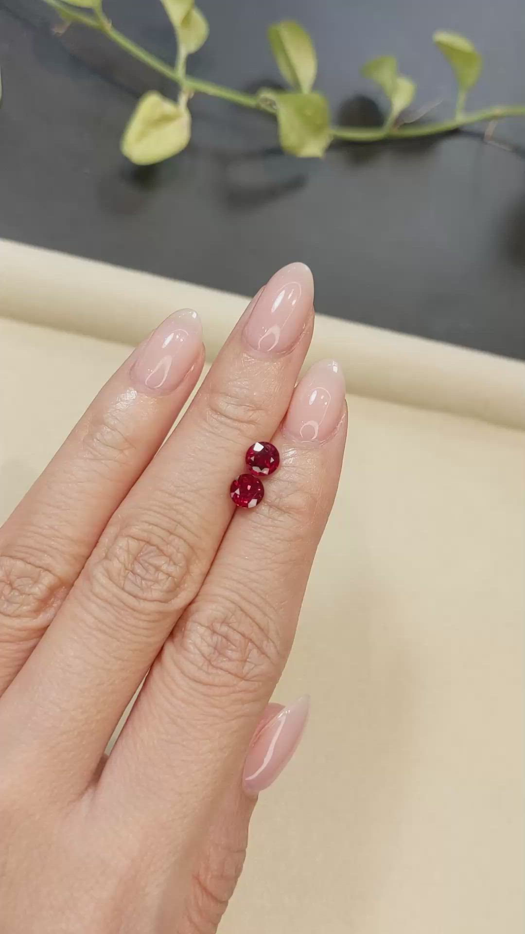 1.74&nbsp;Ct.Tw.Total Carat Weight Ruby Pair from Mozambique Size Video