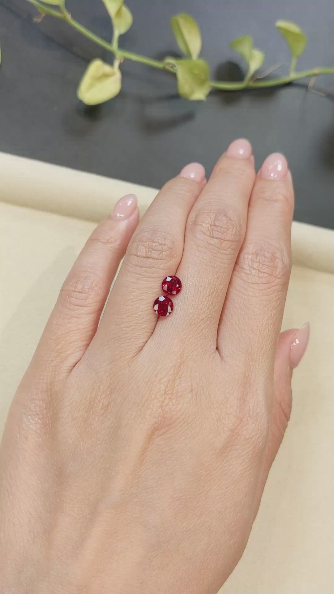 1.74&nbsp;Ct.Tw.Total Carat Weight Ruby Pair from Mozambique Size Video