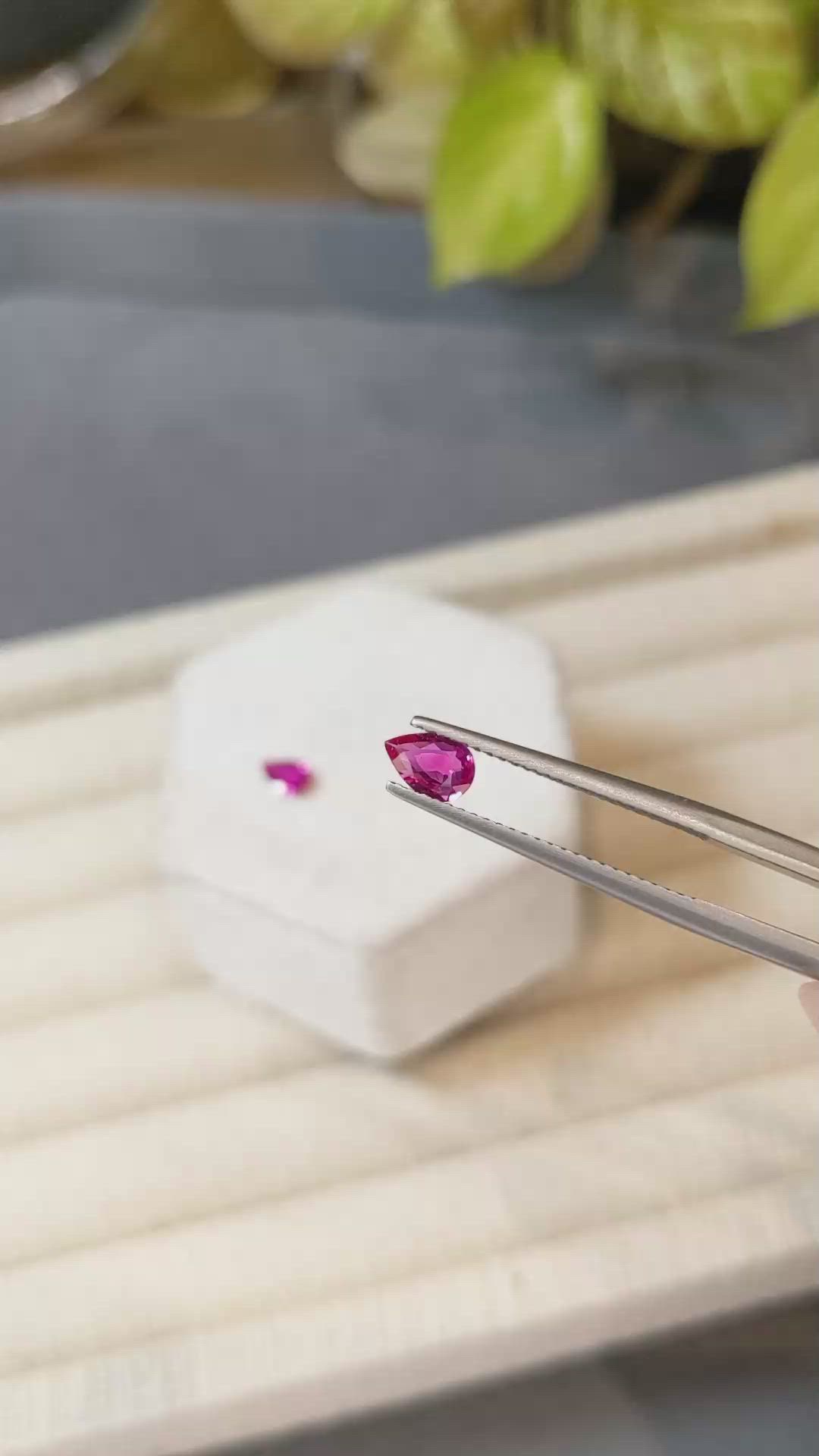 0.84 Ct.Tw.Total Carat Weight Pinkish Red Ruby Pair from Mozambique Size Video