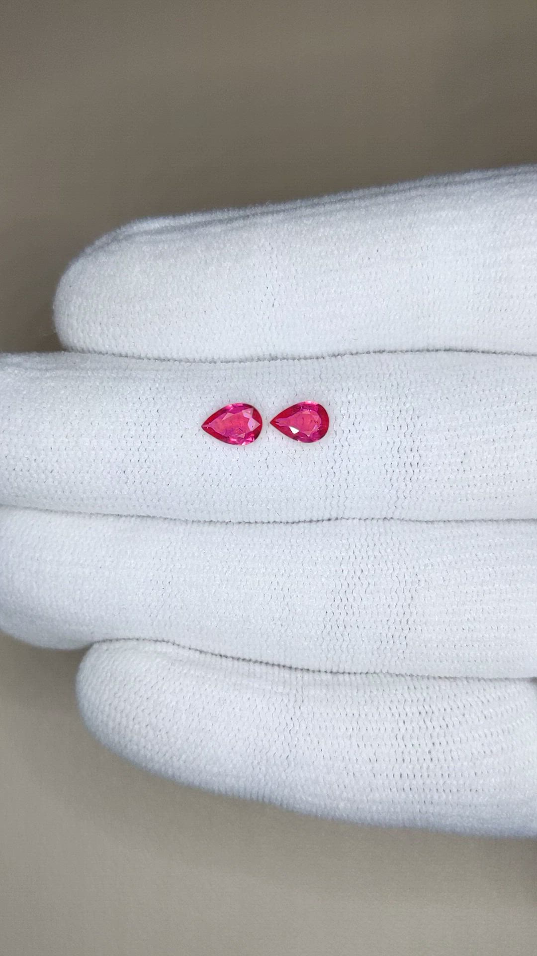 0.84 Ct.Tw.Total Carat Weight Pinkish Red Ruby Pair from Mozambique Size Video