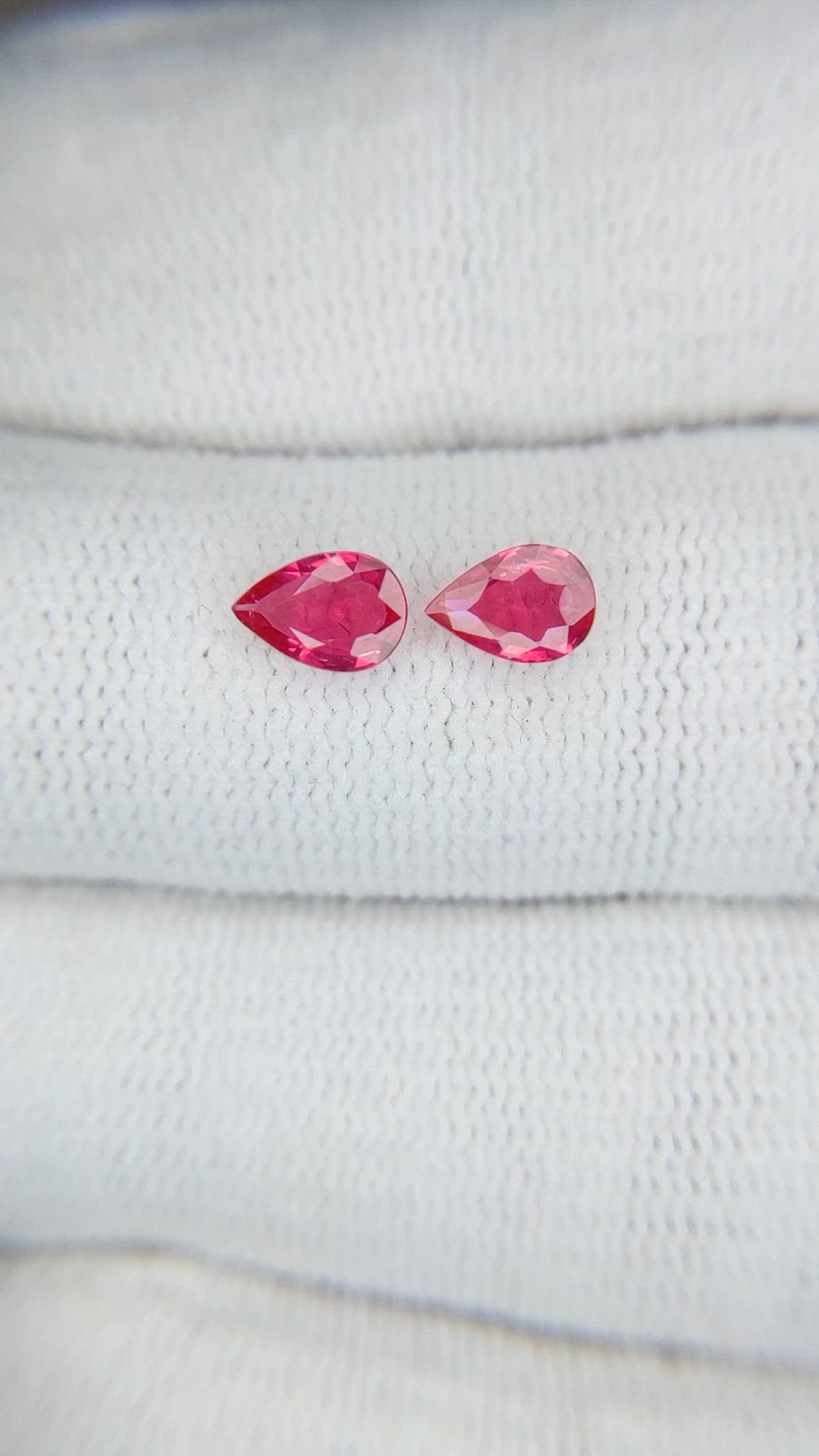 0.84 Ct.Tw.Total Carat Weight Pinkish Red Ruby Pair from Mozambique Size Video
