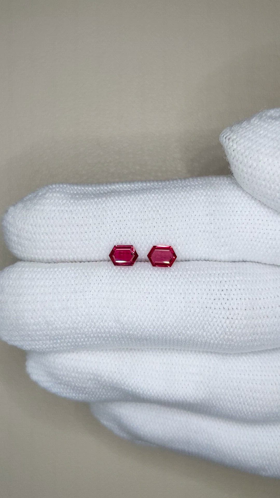 0.86 Ct.Tw.Total Carat Weight Pinkish Red Ruby Pair from Mozambique Size Video