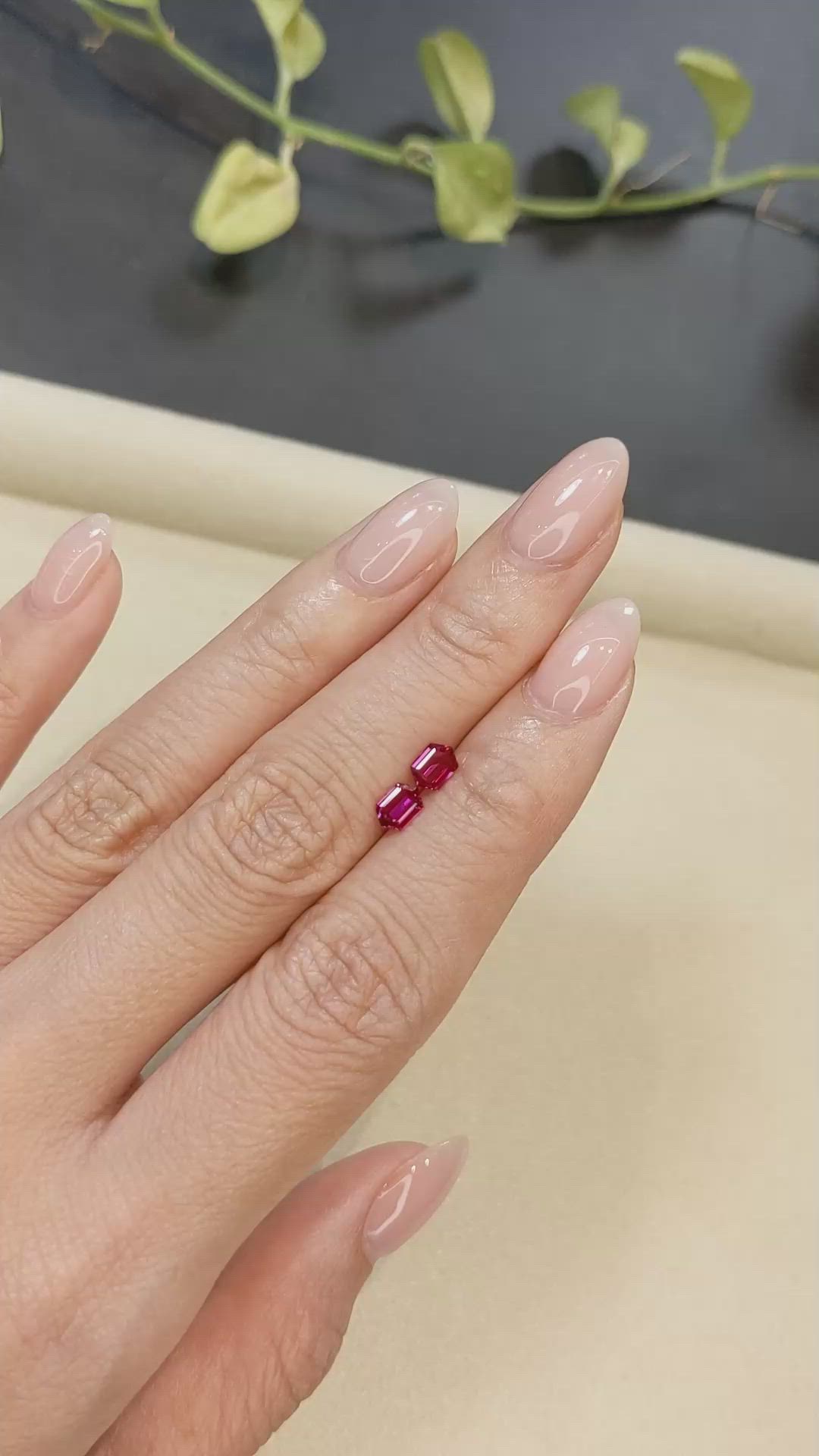 0.86 Ct.Tw.Total Carat Weight Pinkish Red Ruby Pair from Mozambique Size Video