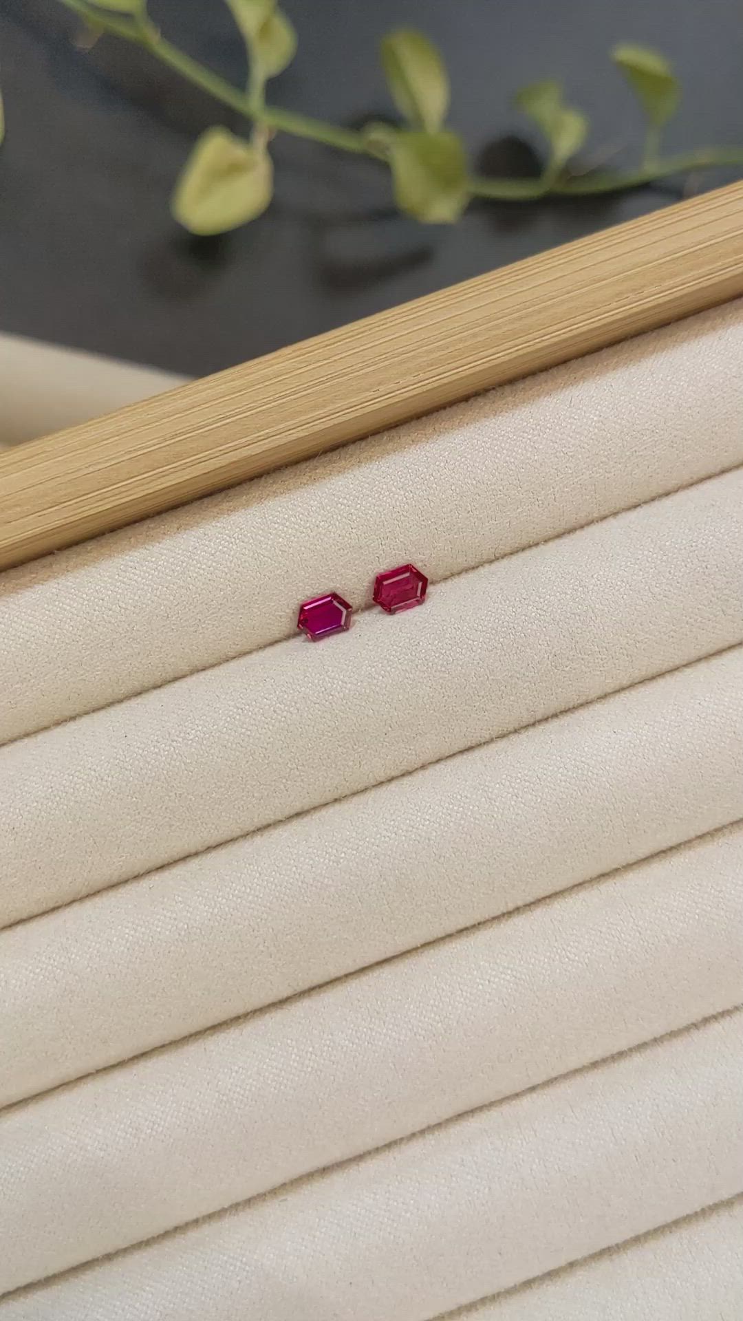 0.86 Ct.Tw.Total Carat Weight Pinkish Red Ruby Pair from Mozambique Size Video