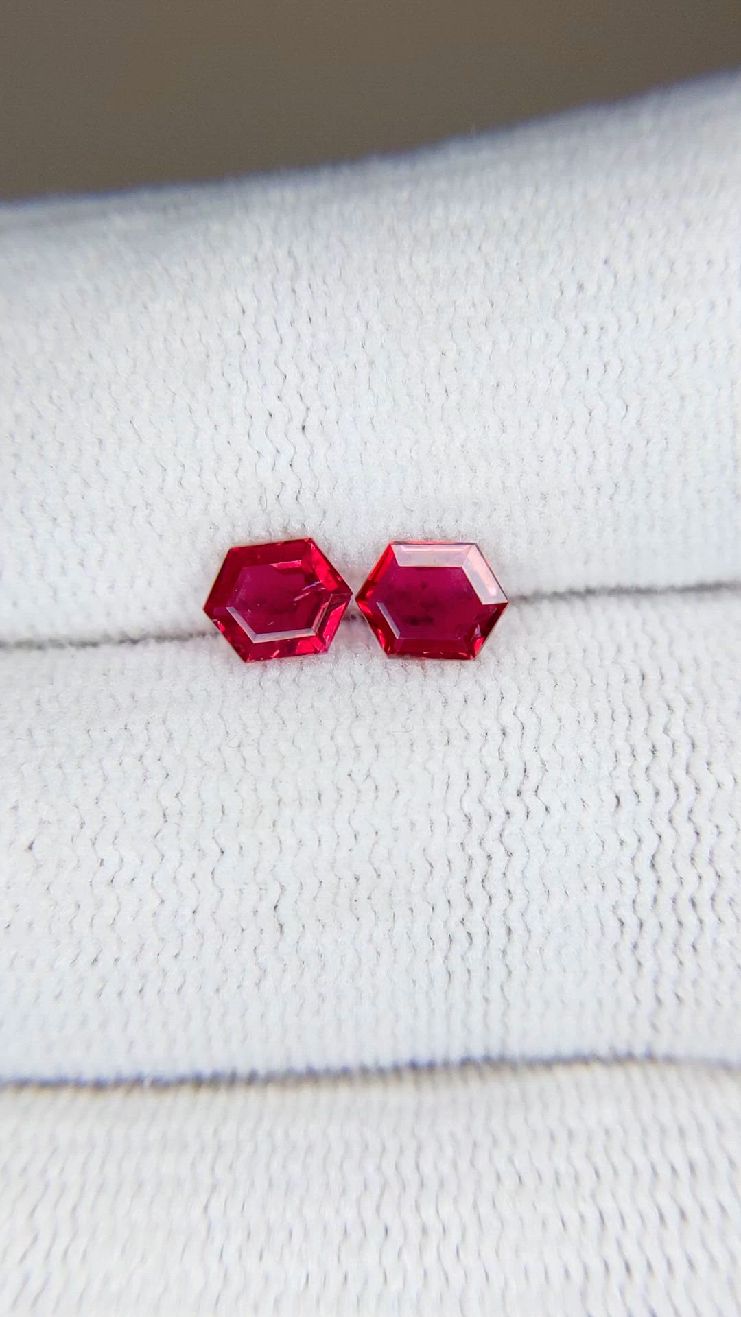 1.10 Ct.Tw.Total Carat Weight Pinkish Red Ruby Pair from Mozambique Size Video