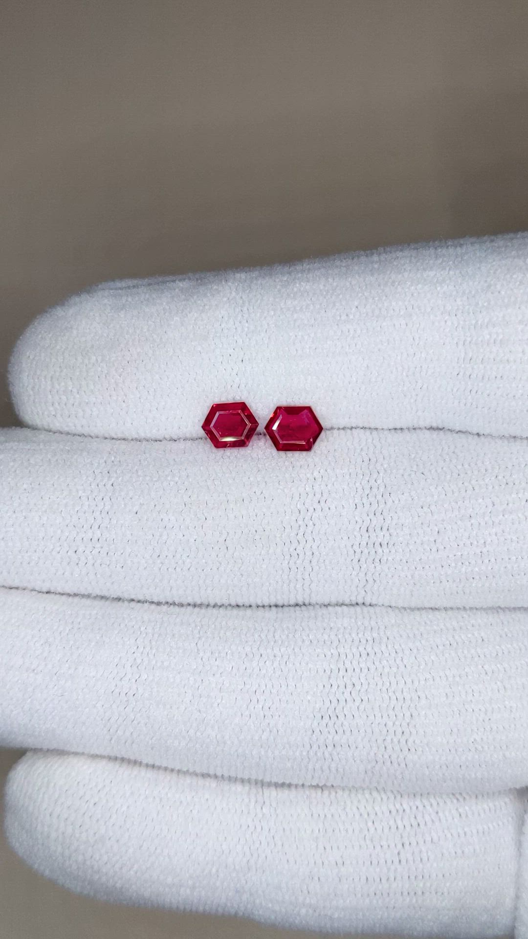 1.10 Ct.Tw.Total Carat Weight Pinkish Red Ruby Pair from Mozambique Size Video