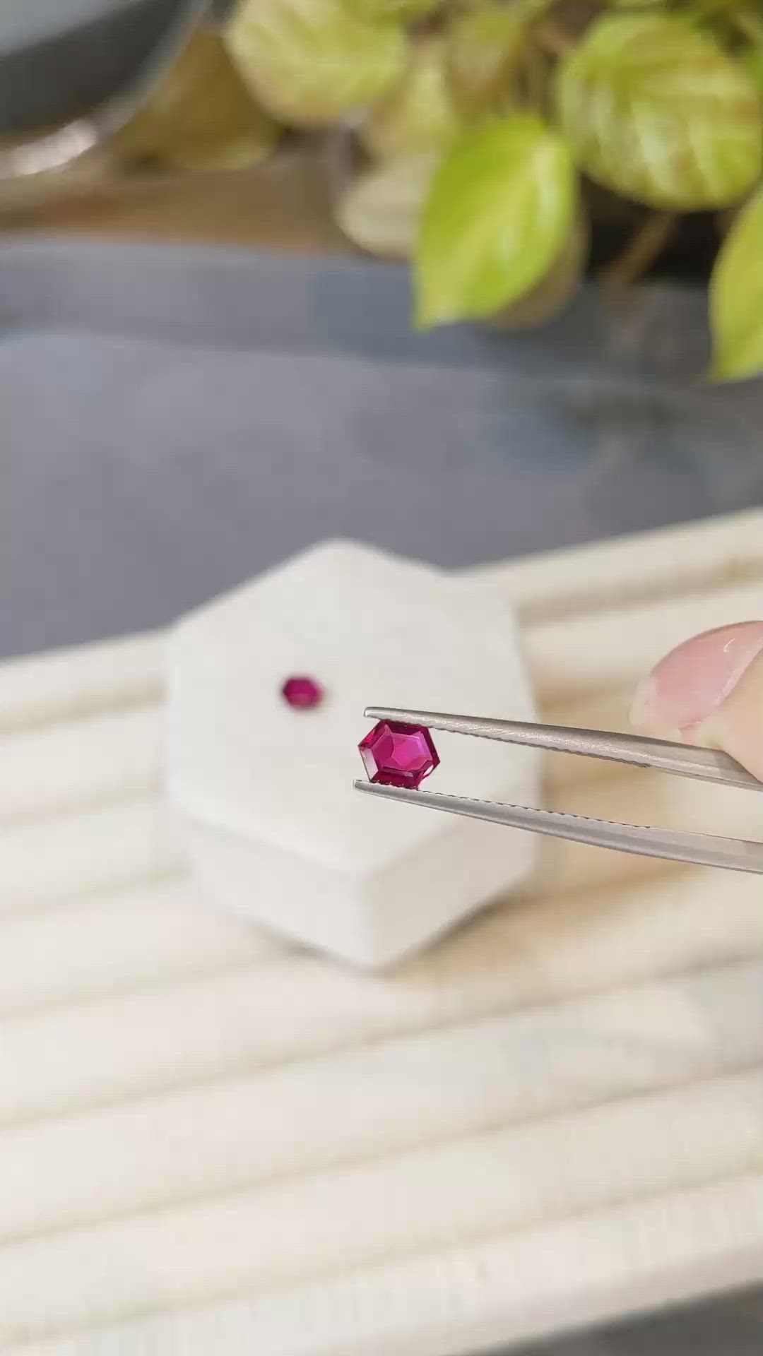 1.10 Ct.Tw.Total Carat Weight Pinkish Red Ruby Pair from Mozambique Size Video