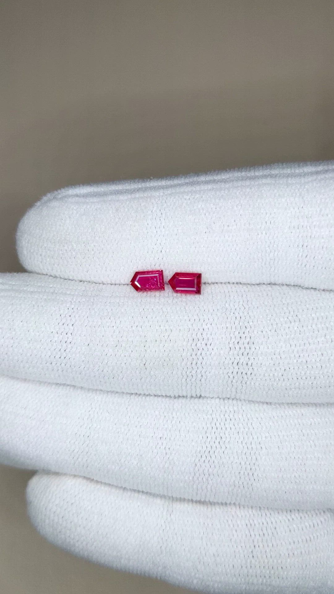0.80 Ct.Tw.Total Carat Weight Pinkish Red Ruby Pair from Mozambique Size Video
